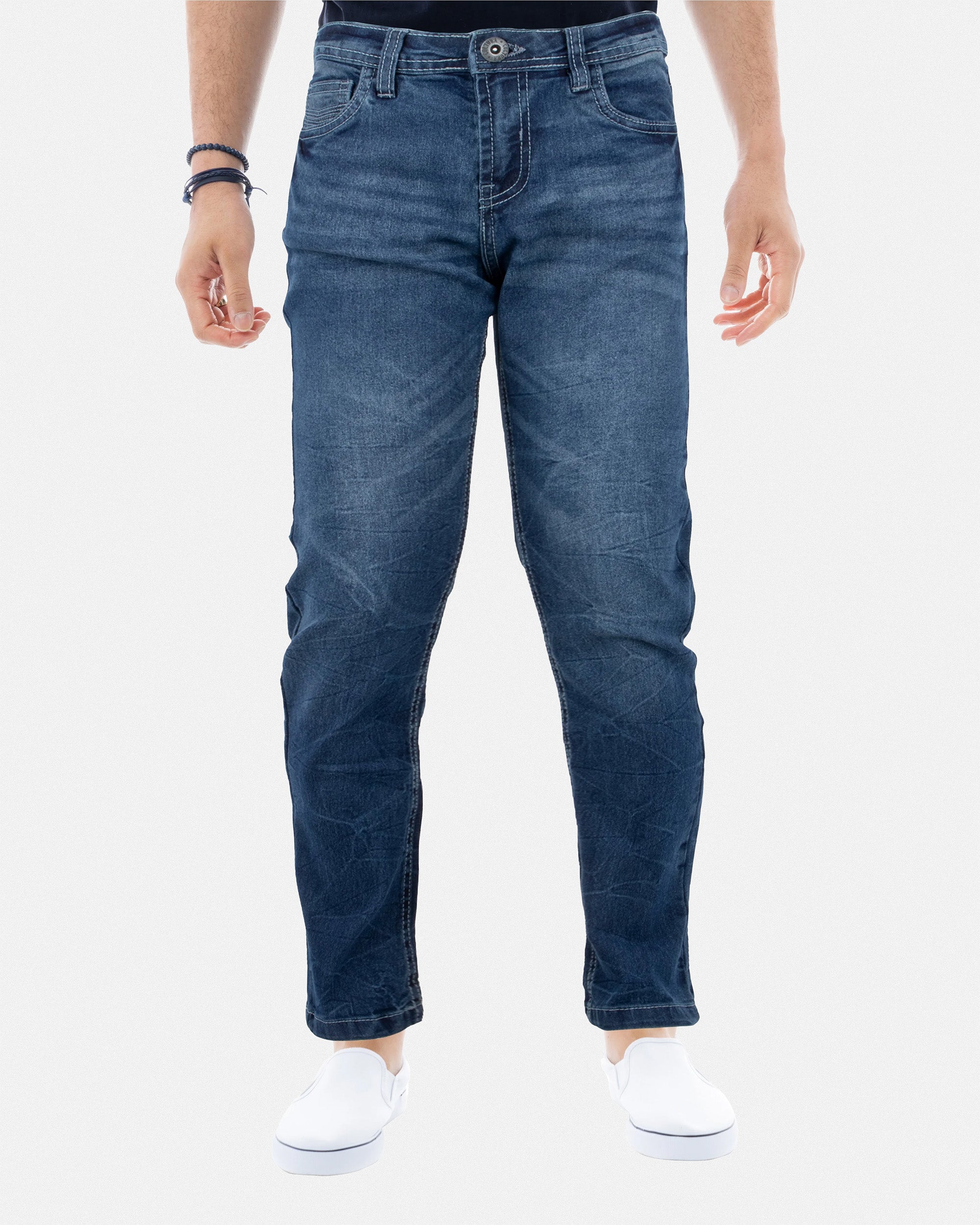 CULTURA Boy's Slim Fit Washed Stretch Denim Pants