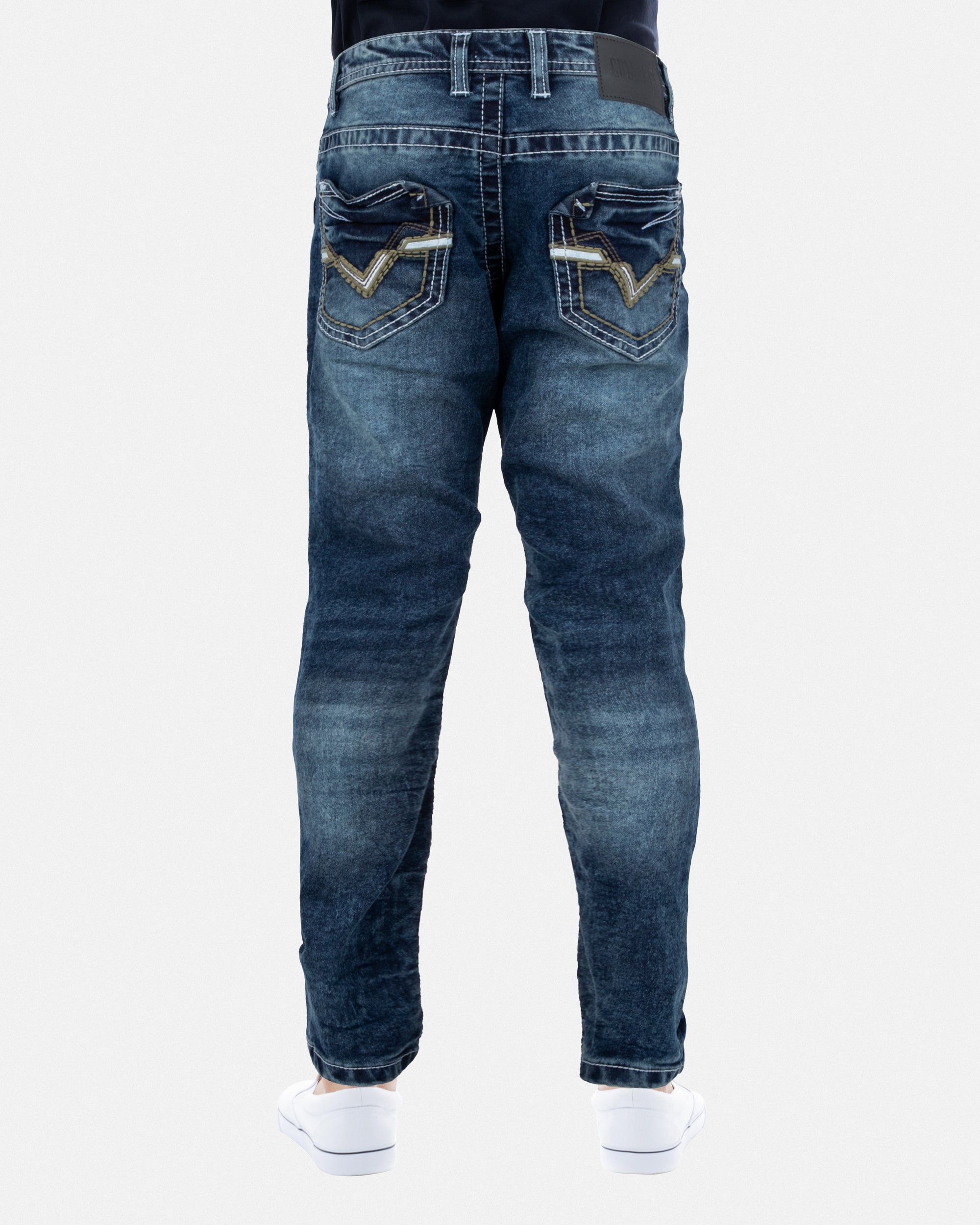Cultura Big Boy's Slim Fit Saddle Stitch Stretch Jeans Wash Denim