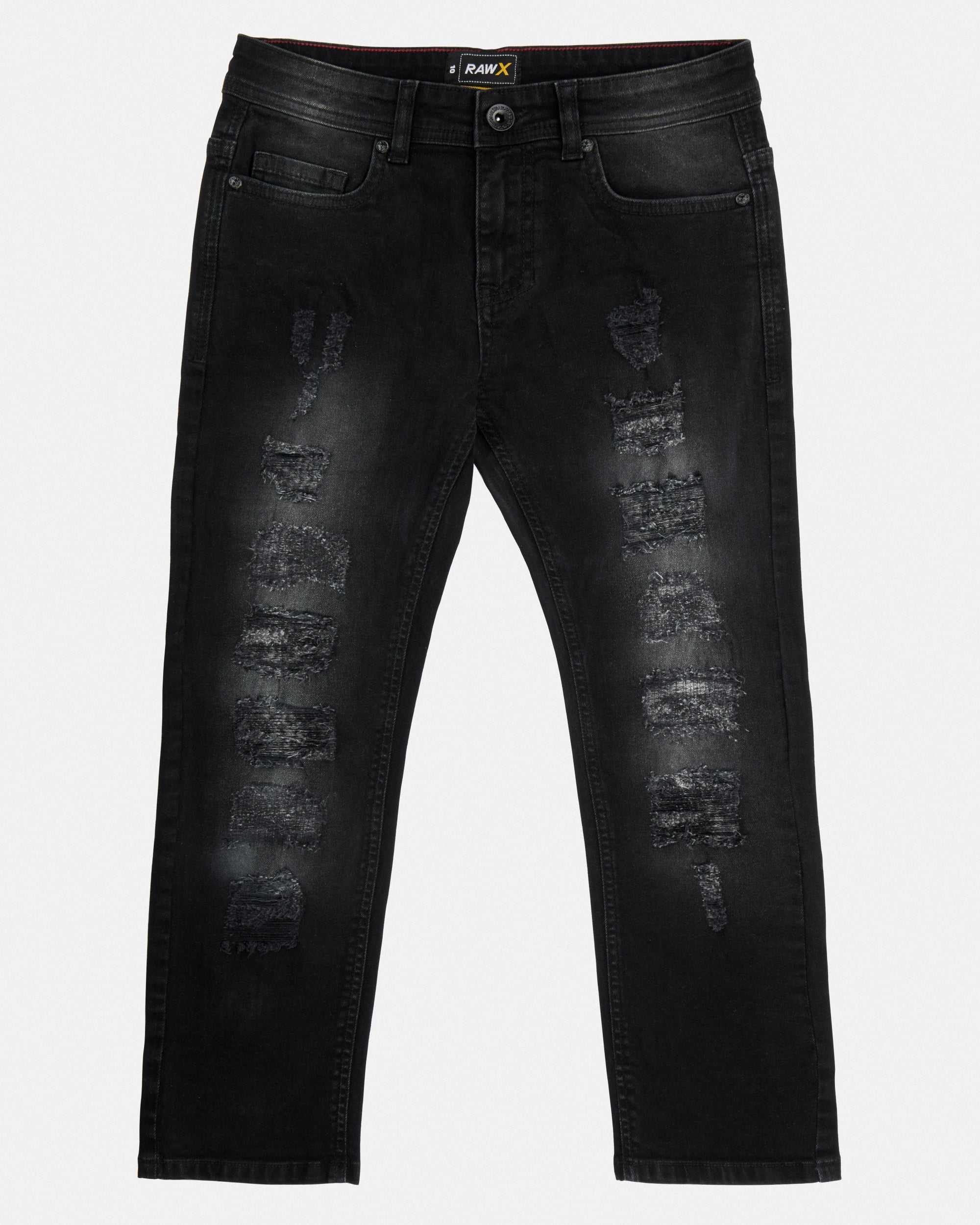 RAW X Boy's Skinny Fit Heavy Rip & Repair Denim Pants