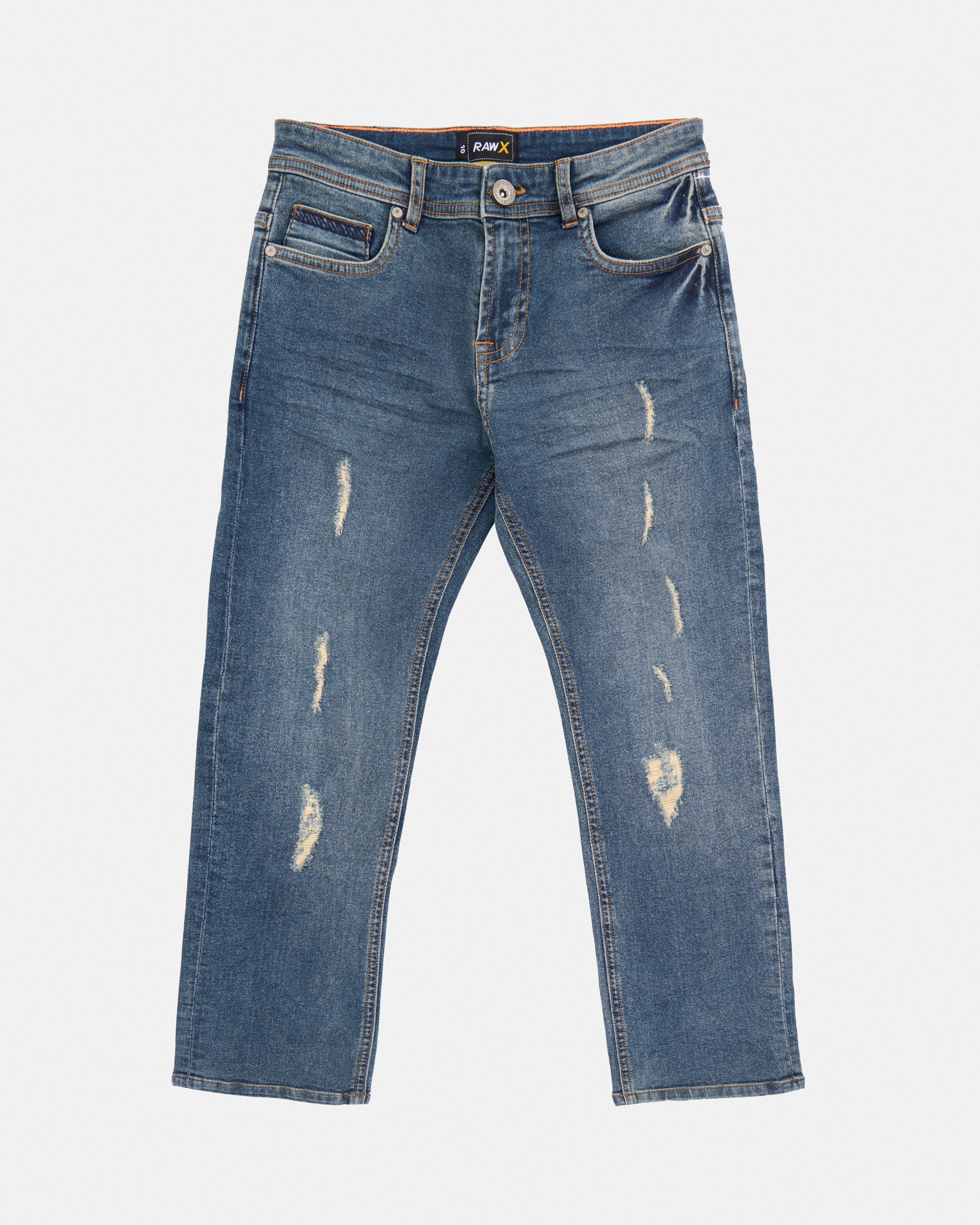 RAW X Boy's Skinny Fit Heavy Rip & Repair Denim Pants