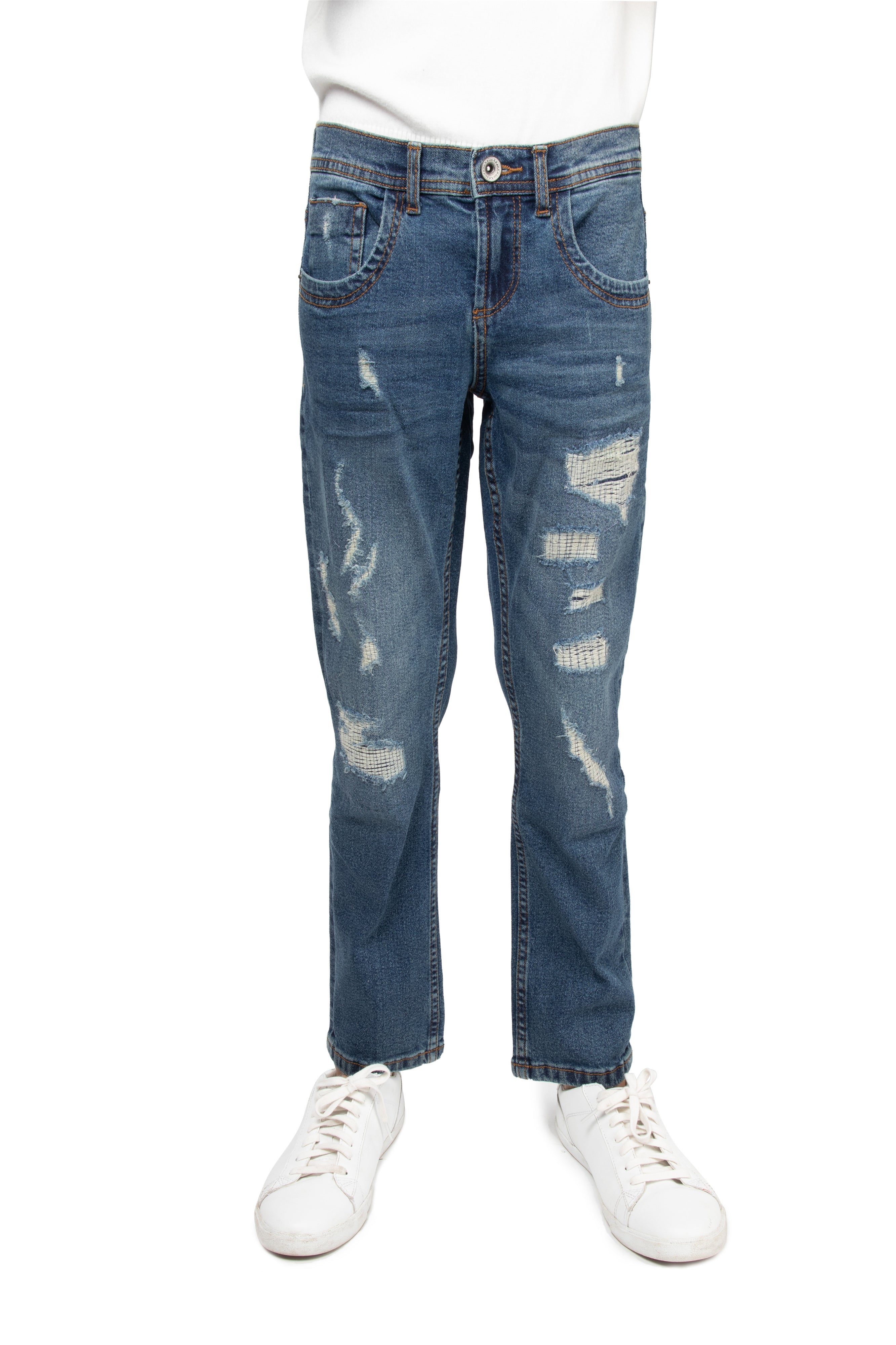 Raw X Skinny Look Stretch Jeans With Fashion Rips For Boys