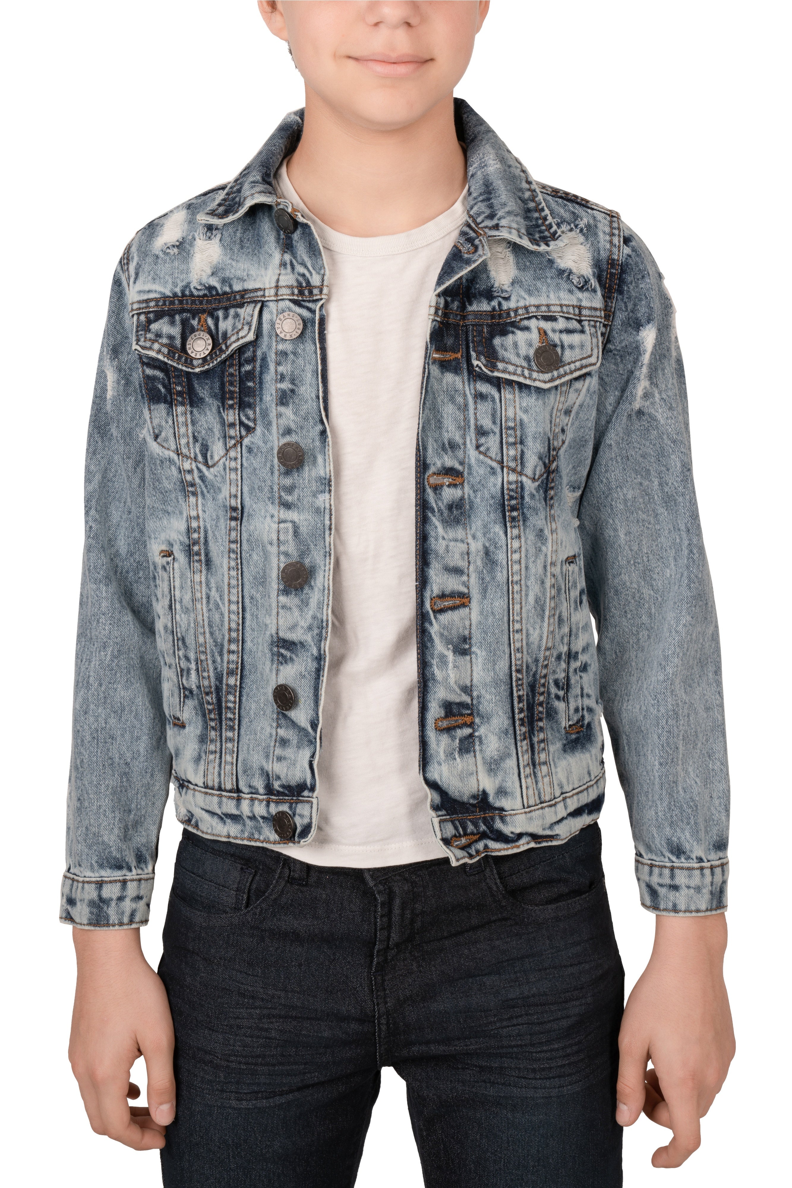 X RAY Boy s Distressed Rip Repair Denim Jackets