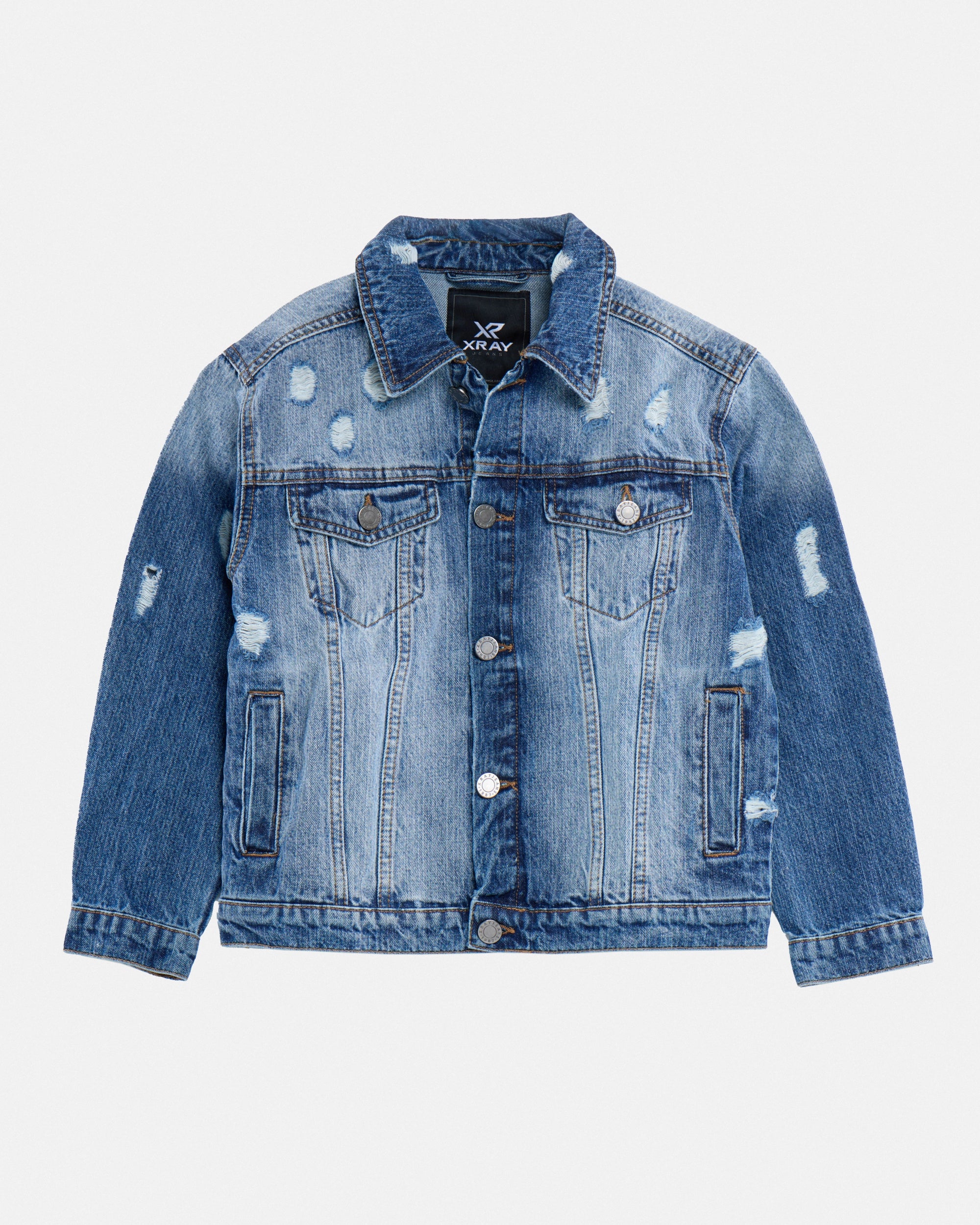 X RAY Boy's Distressed Rip & Repair Denim Jackets