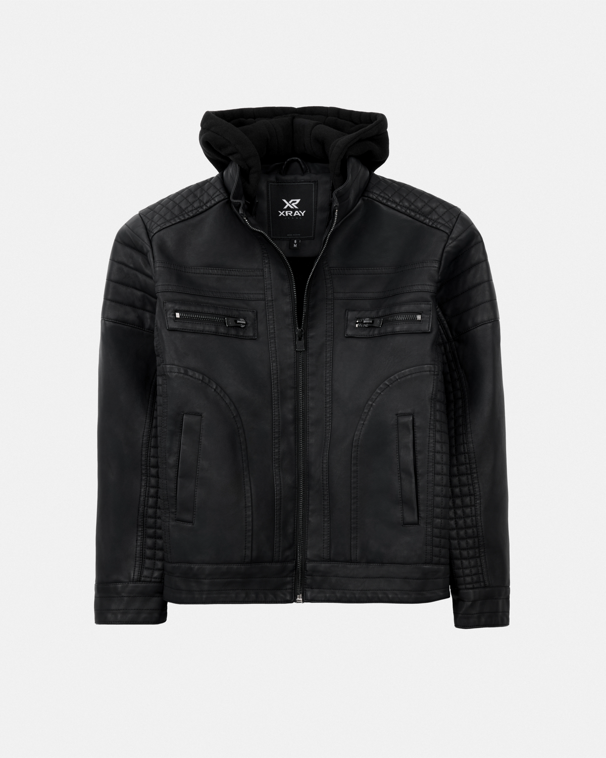 X RAY Boys PU Leather Jacket With Hood And Faux Shearling Lining.-thumbmail-12
