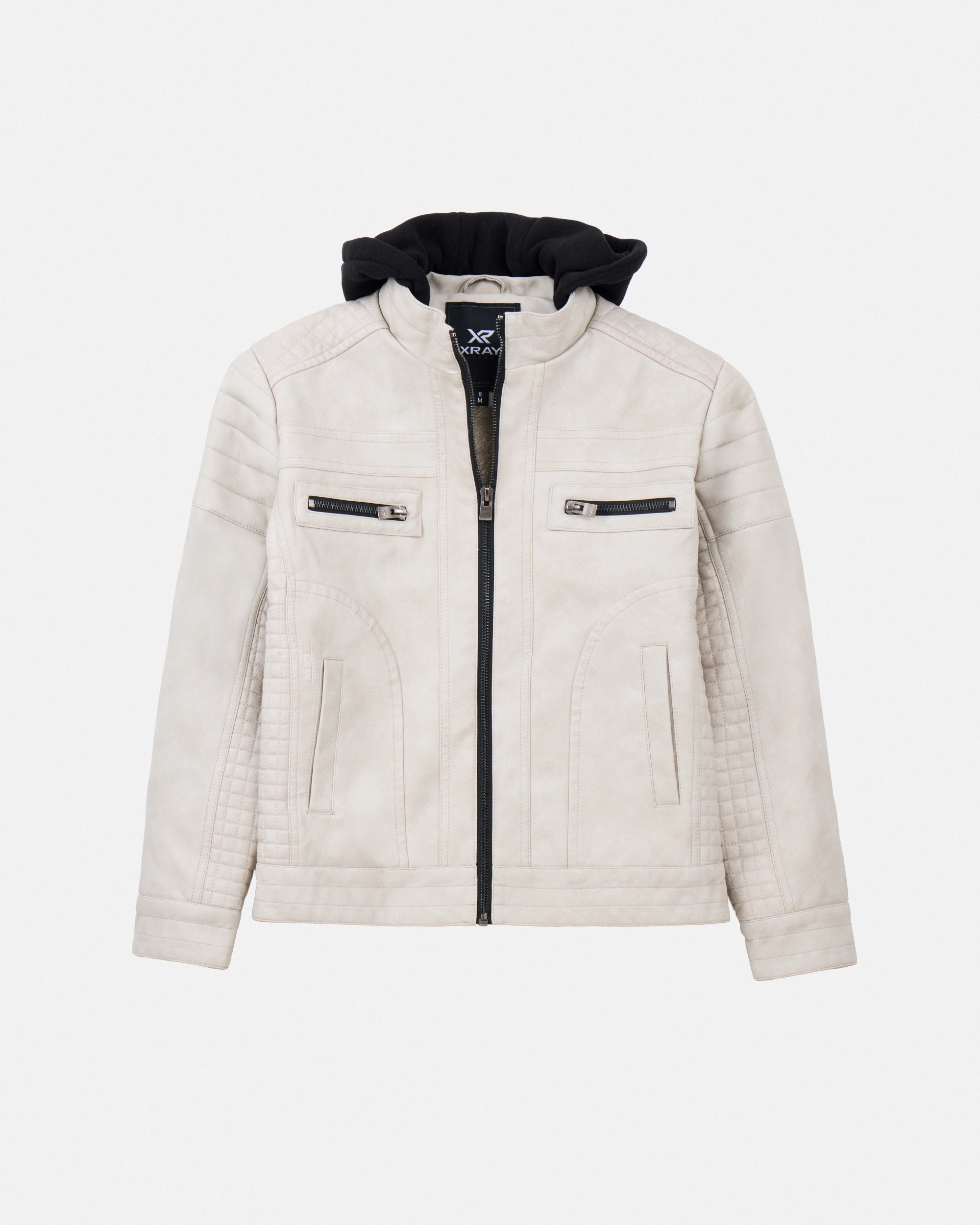X RAY Boys PU Leather Jacket With Hood And Faux Shearling Lining.-thumbmail-6