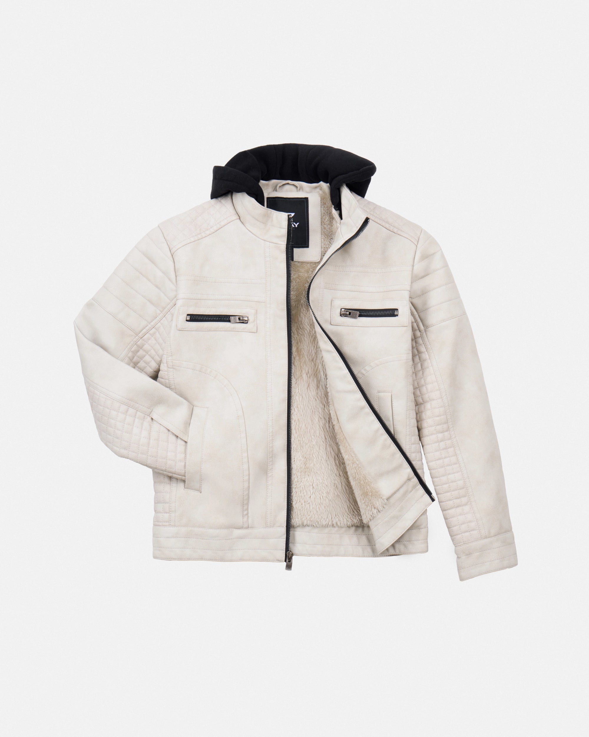 X RAY Boys PU Leather Jacket With Hood And Faux Shearling Lining.-thumbmail-8