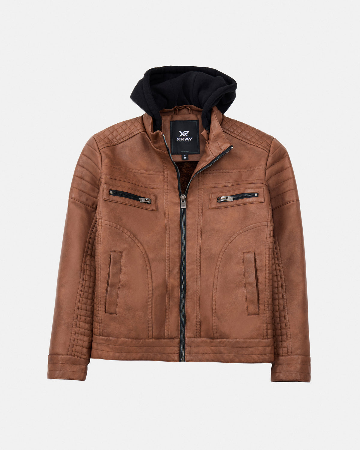 X RAY Boys PU Leather Jacket With Hood And Faux Shearling Lining.-thumbmail-13