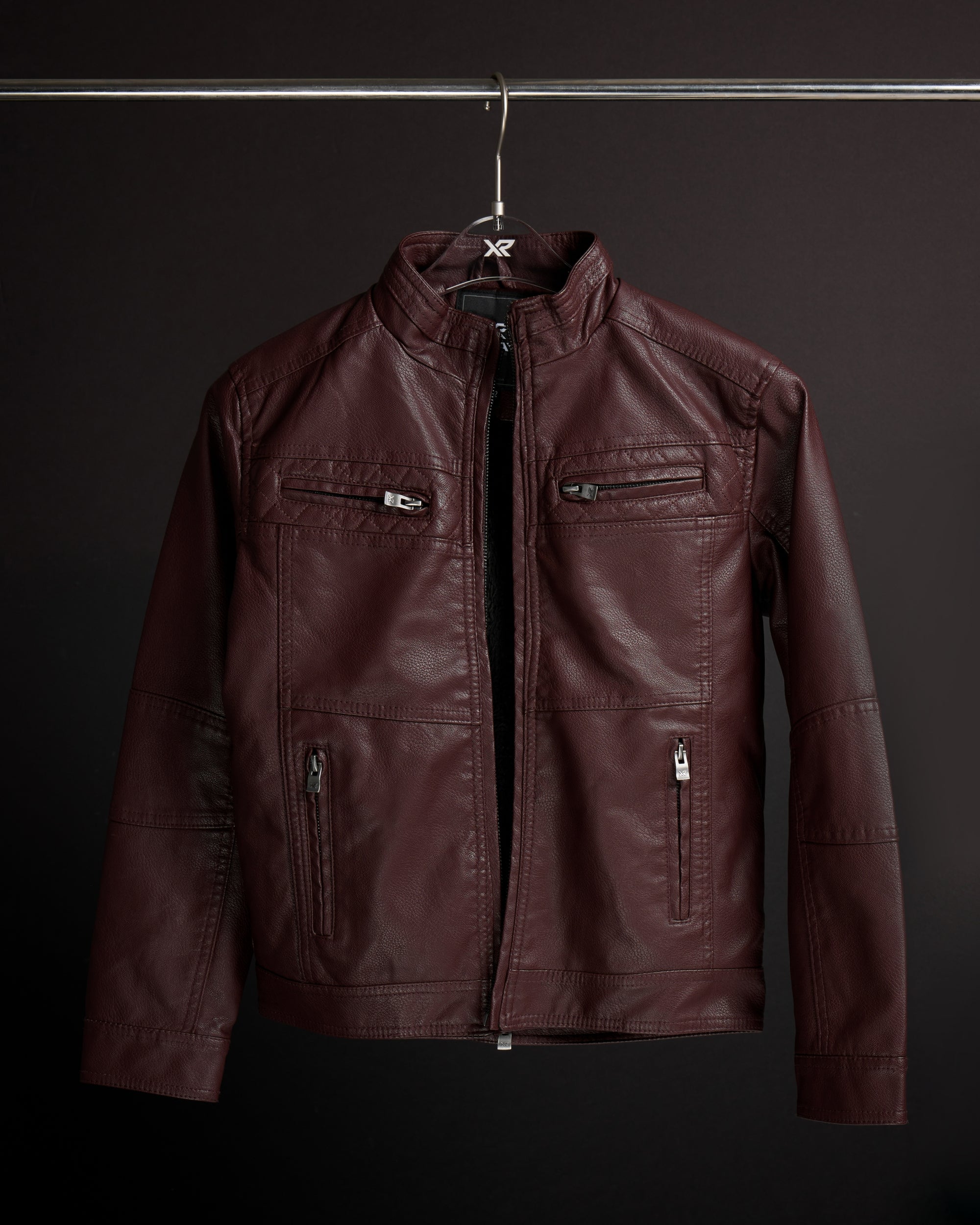 X RAY Boy's Stand Up Collar Motorcycle PU Leather Jacket with Sherpa Lining