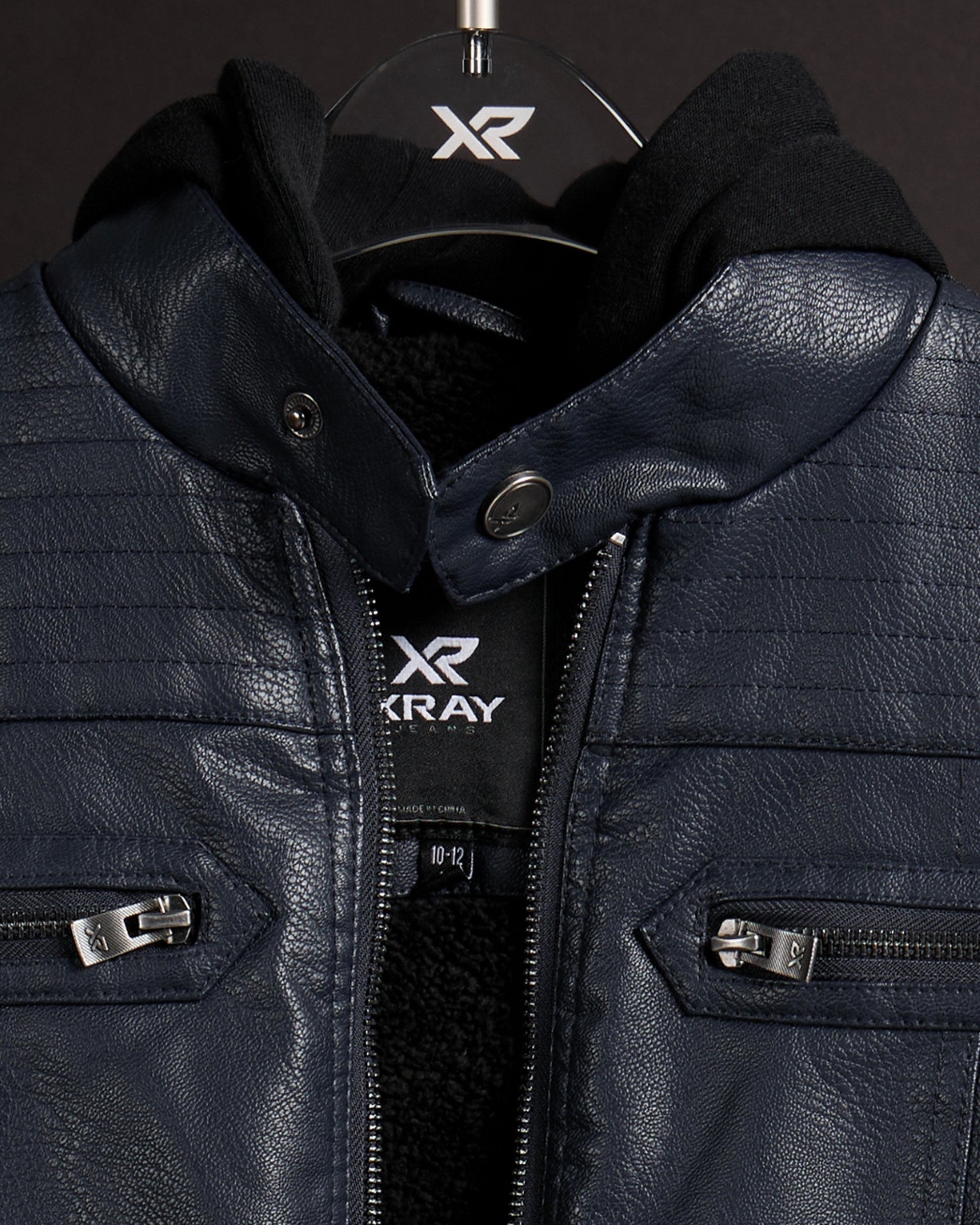 X RAY Boys Motorcycle PU Leather Jacket With Knit Hood – X-RAY JEANS