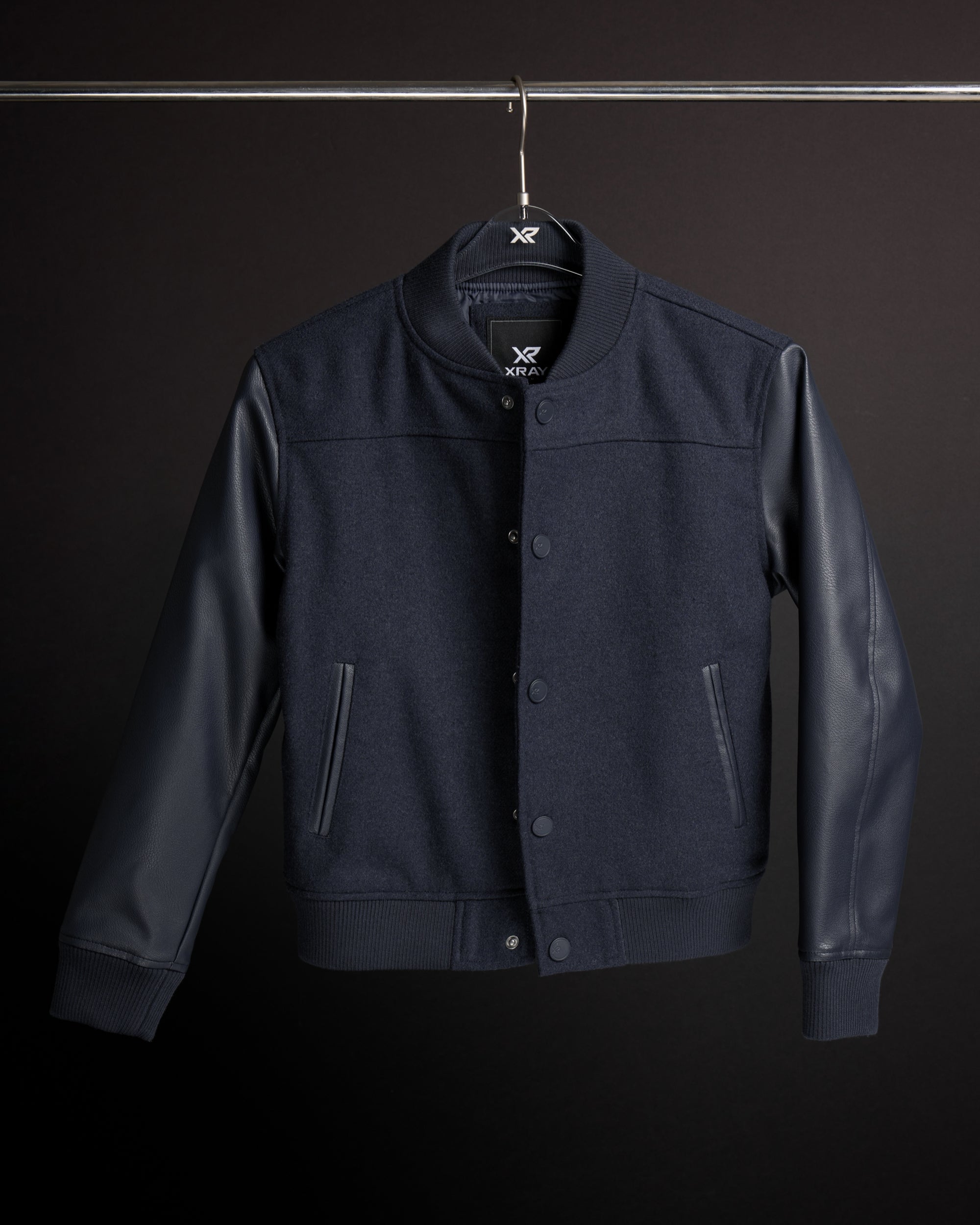 X RAY Boy's Wool Varsity Bomber Jacket With Grainy PU Sleevees