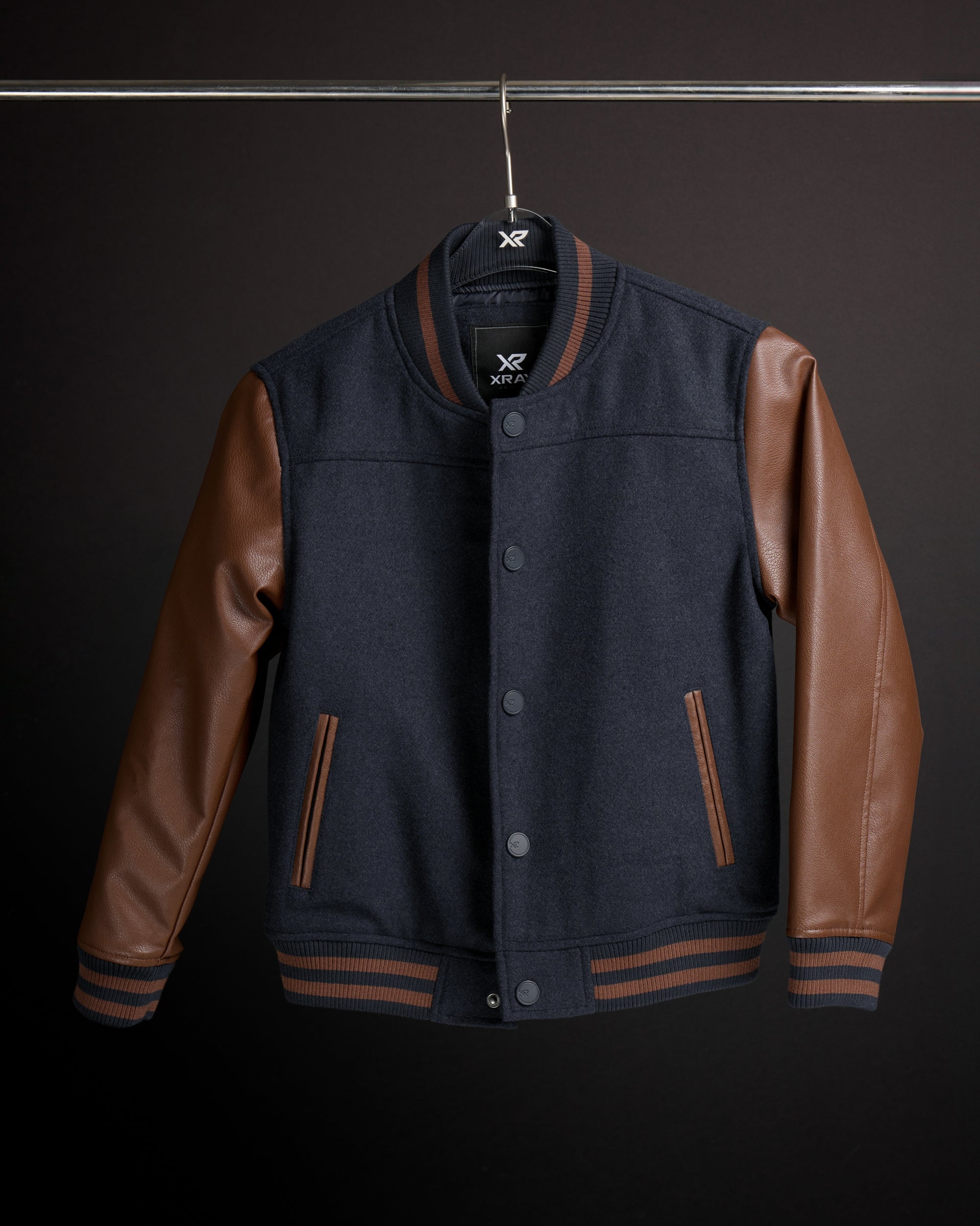 X RAY Boy's Wool Varsity Bomber Jacket With Grainy PU Sleevees