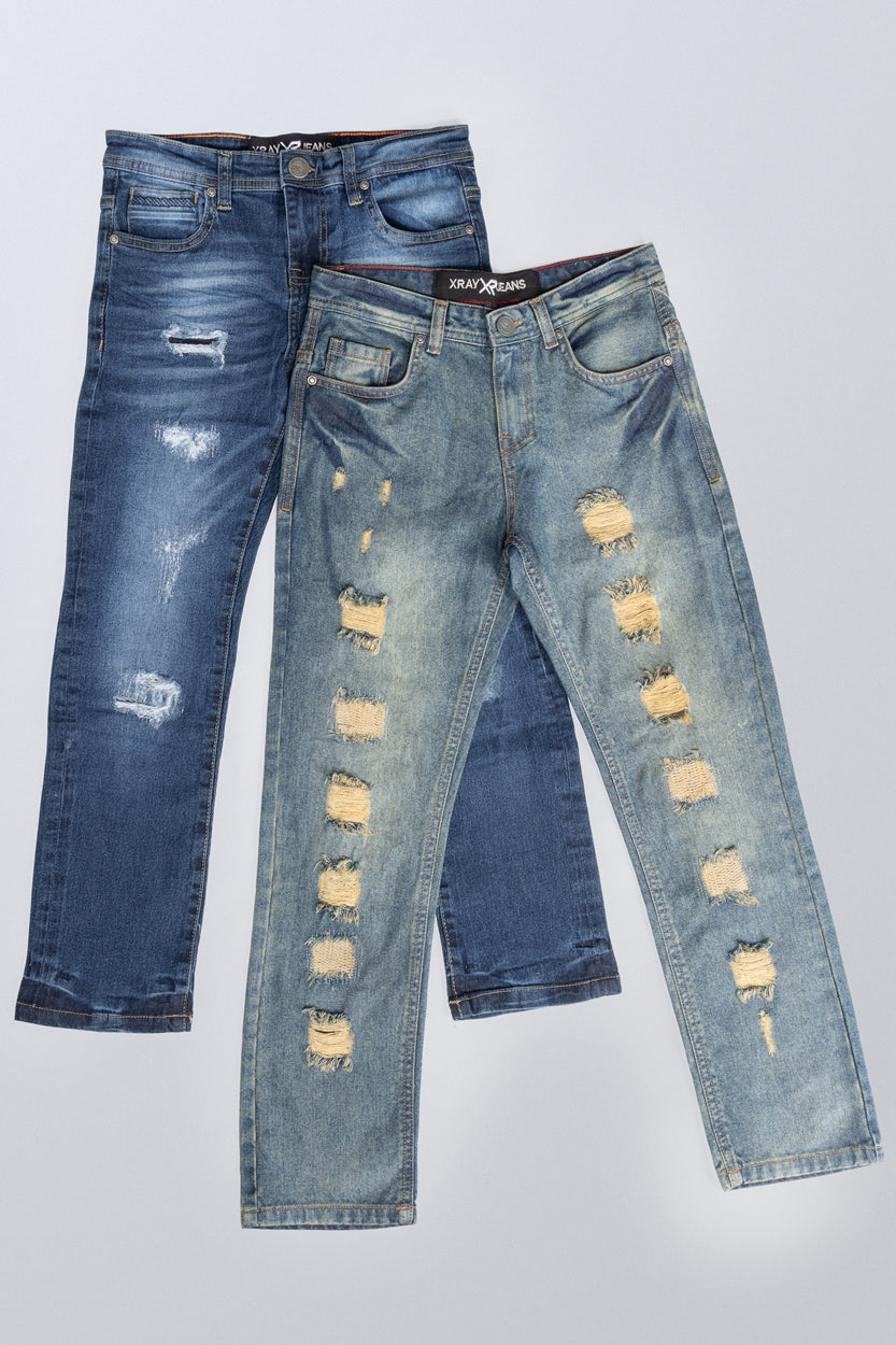 XRAY JEANS Big Boy’s Distressed Stretch Jeans - 2 Pack – X-RAY JEANS