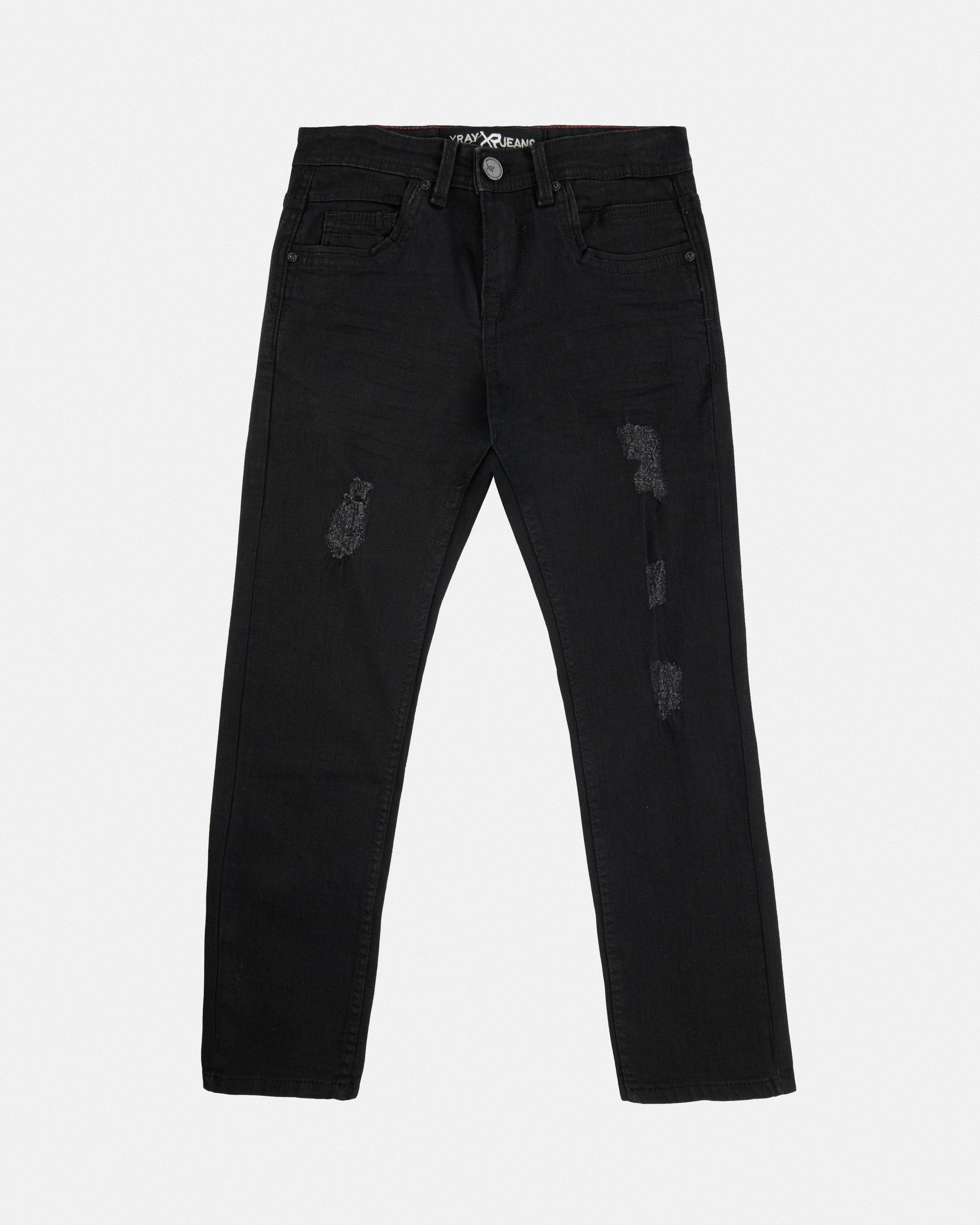X RAY Boys Slim Fit Distressed Ripped and Repaired Jeans With Small Fashion Rips