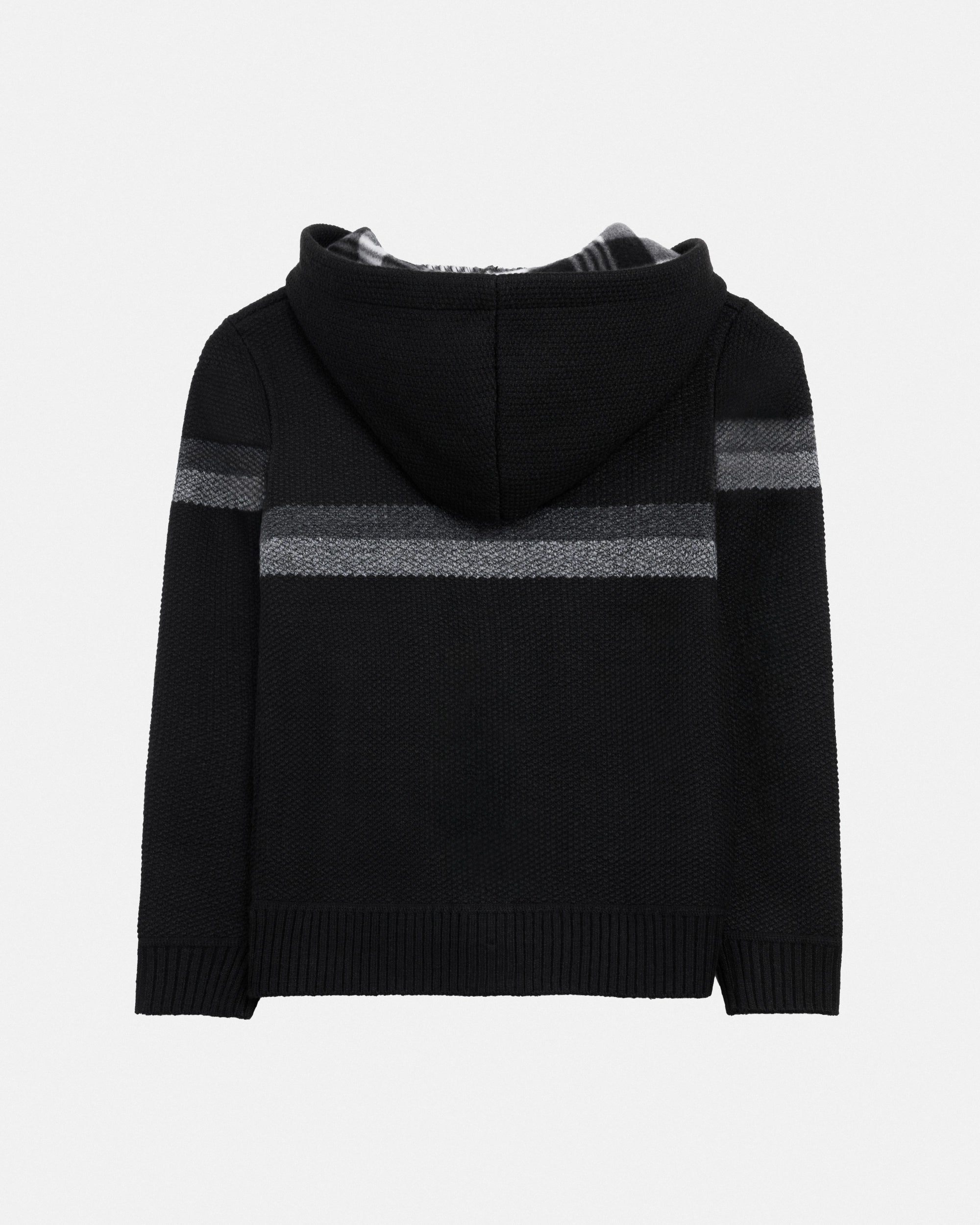 X RAY Boy's Full Zip Hooded Sweater With Stripes And Sherpa Lining
