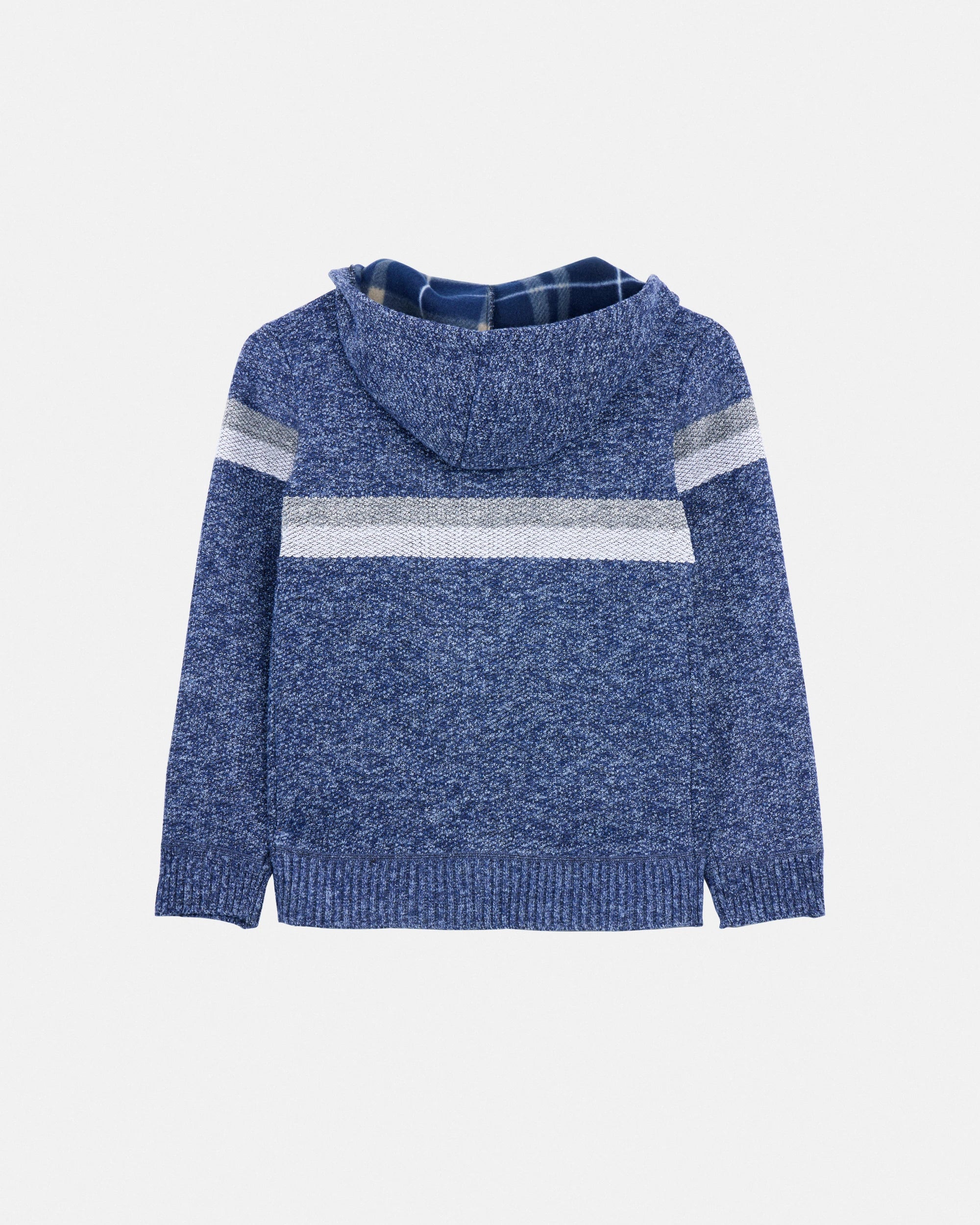 X RAY Boy's Full Zip Hooded Sweater With Stripes And Sherpa Lining-thumbmail-8