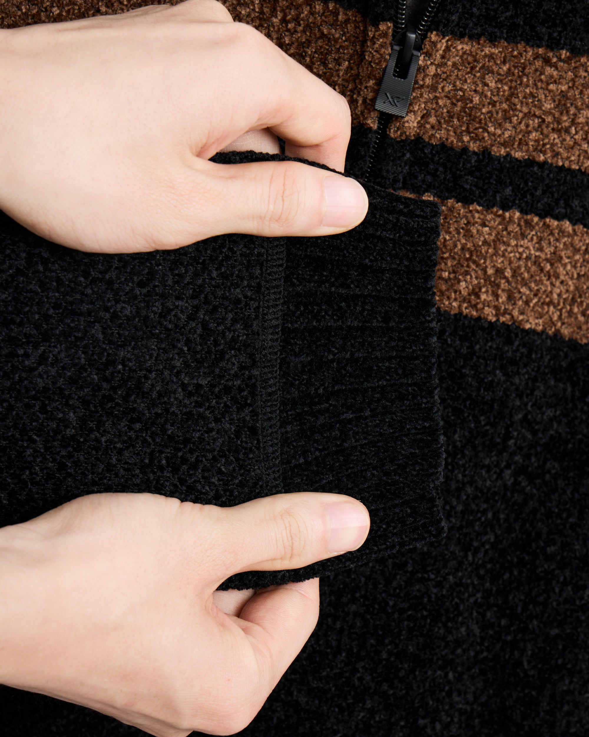 Boy's Full Zip Hooded Sweater With Stripes And Faux Shearling Lining-thumbmail-12