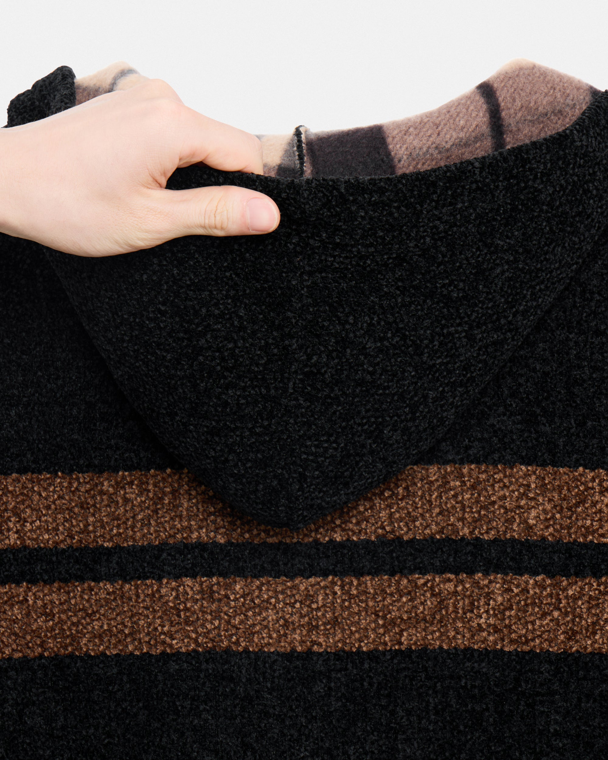 Boy's Full Zip Hooded Sweater With Stripes And Faux Shearling Lining-thumbmail-13
