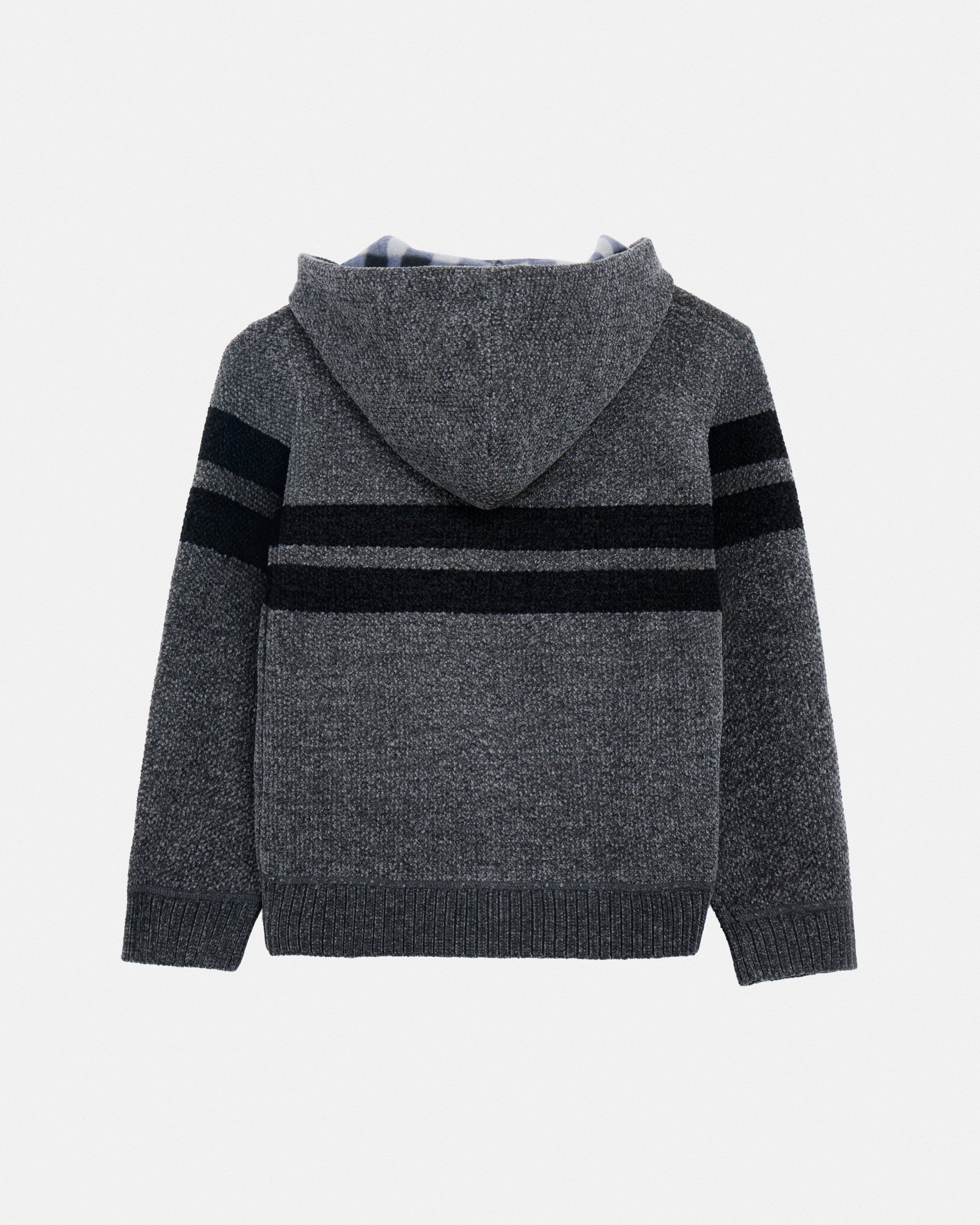 Boy's Full Zip Hooded Sweater With Stripes And Faux Shearling Lining-thumbmail-23
