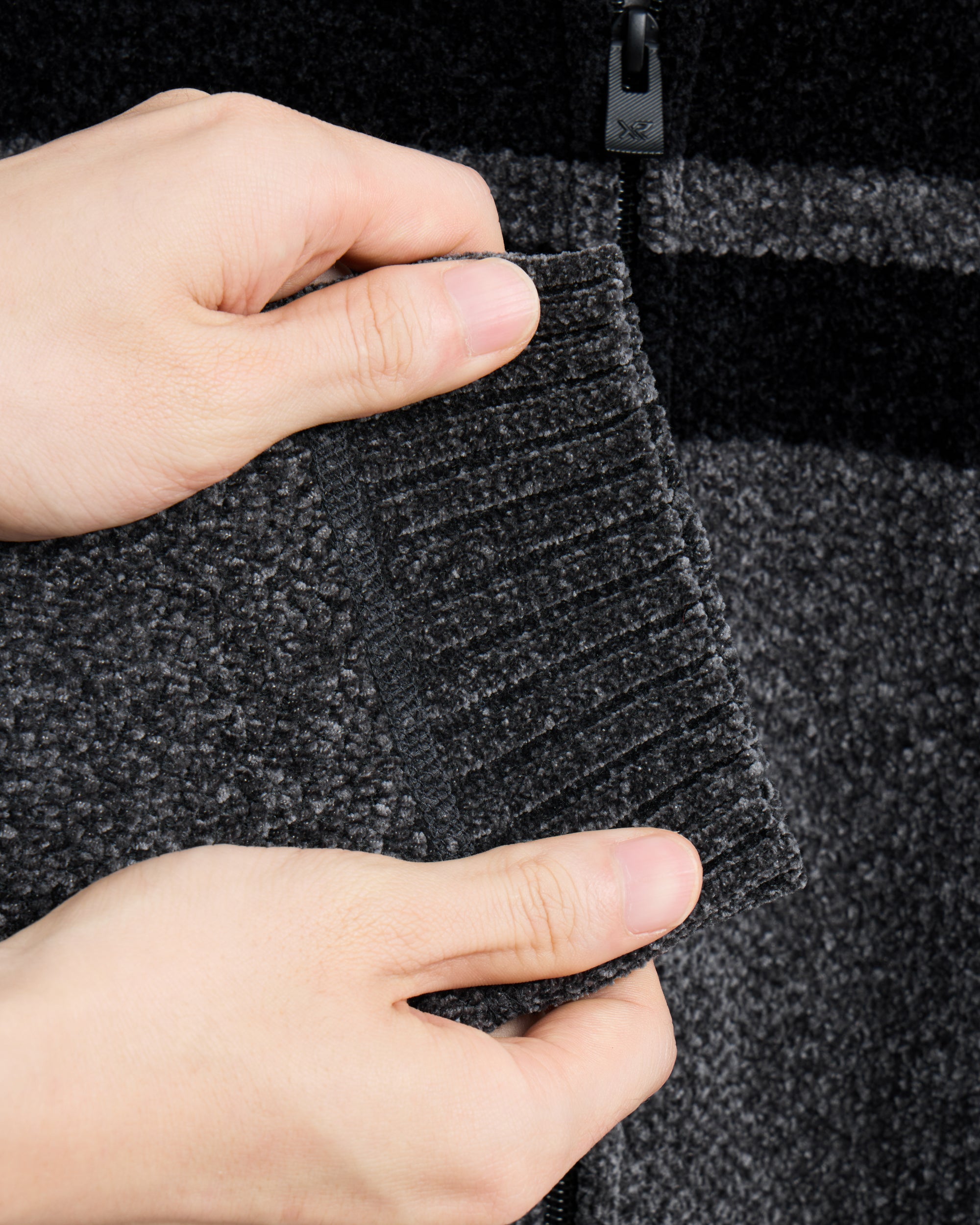 Boy's Full Zip Hooded Sweater With Stripes And Faux Shearling Lining-thumbmail-26