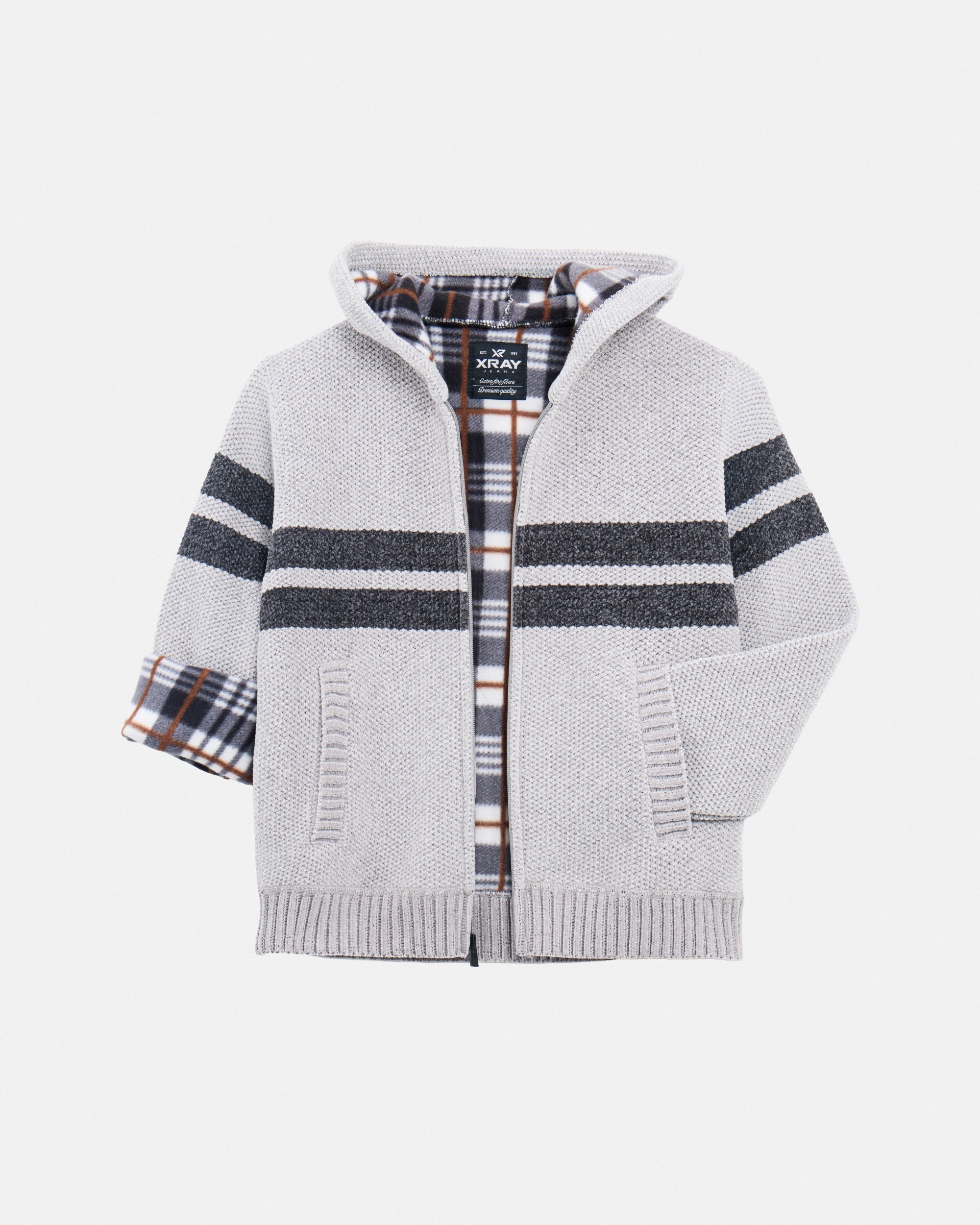 Boy's Hooded Flannel Lined Full Zip Sweater-thumbmail-13