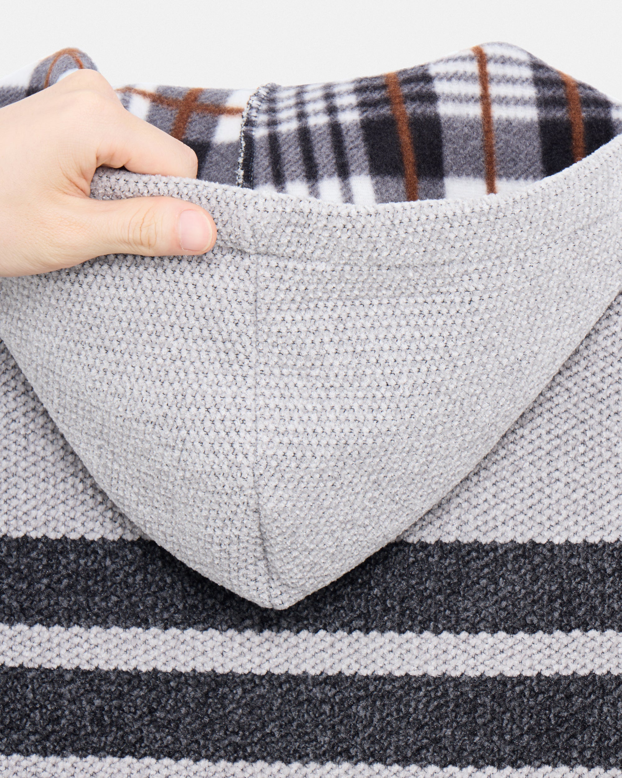 Boy's Full Zip Hooded Sweater With Stripes And Faux Shearling Lining-thumbmail-34