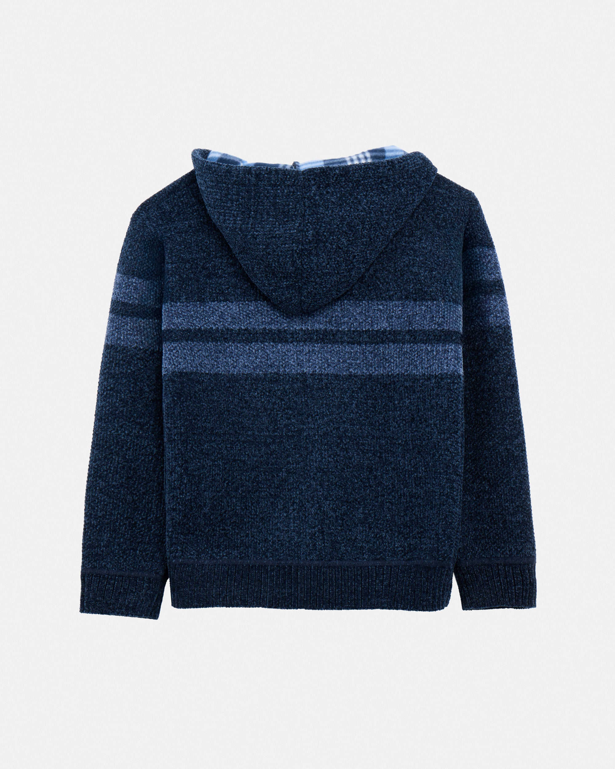 Boy's Full Zip Hooded Sweater With Stripes And Faux Shearling Lining-thumbmail-44