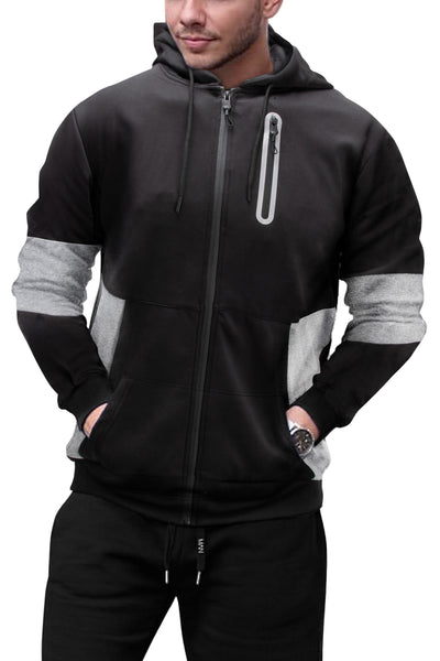 【CPGN STUDIO】24FW★ X-RAY BACK Long Sleeve Retro Cropped Zip-Up Hoodie (Heather Grey/Black) [Boxy +