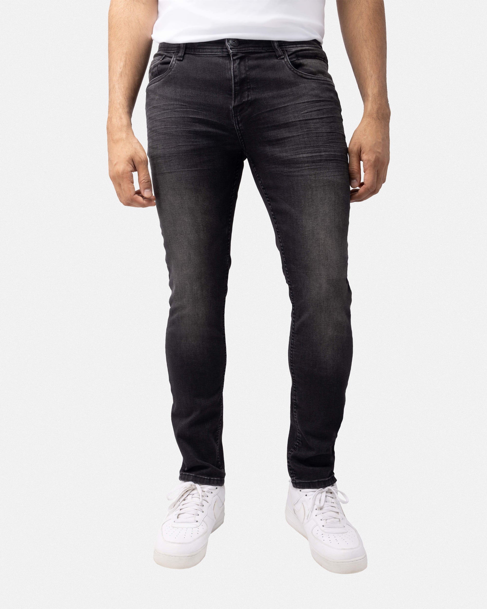 CULTURA AZURE Mens Basic Casual Stretch Washed Denim Jeans Flex Tapered Leg - Slim Fit