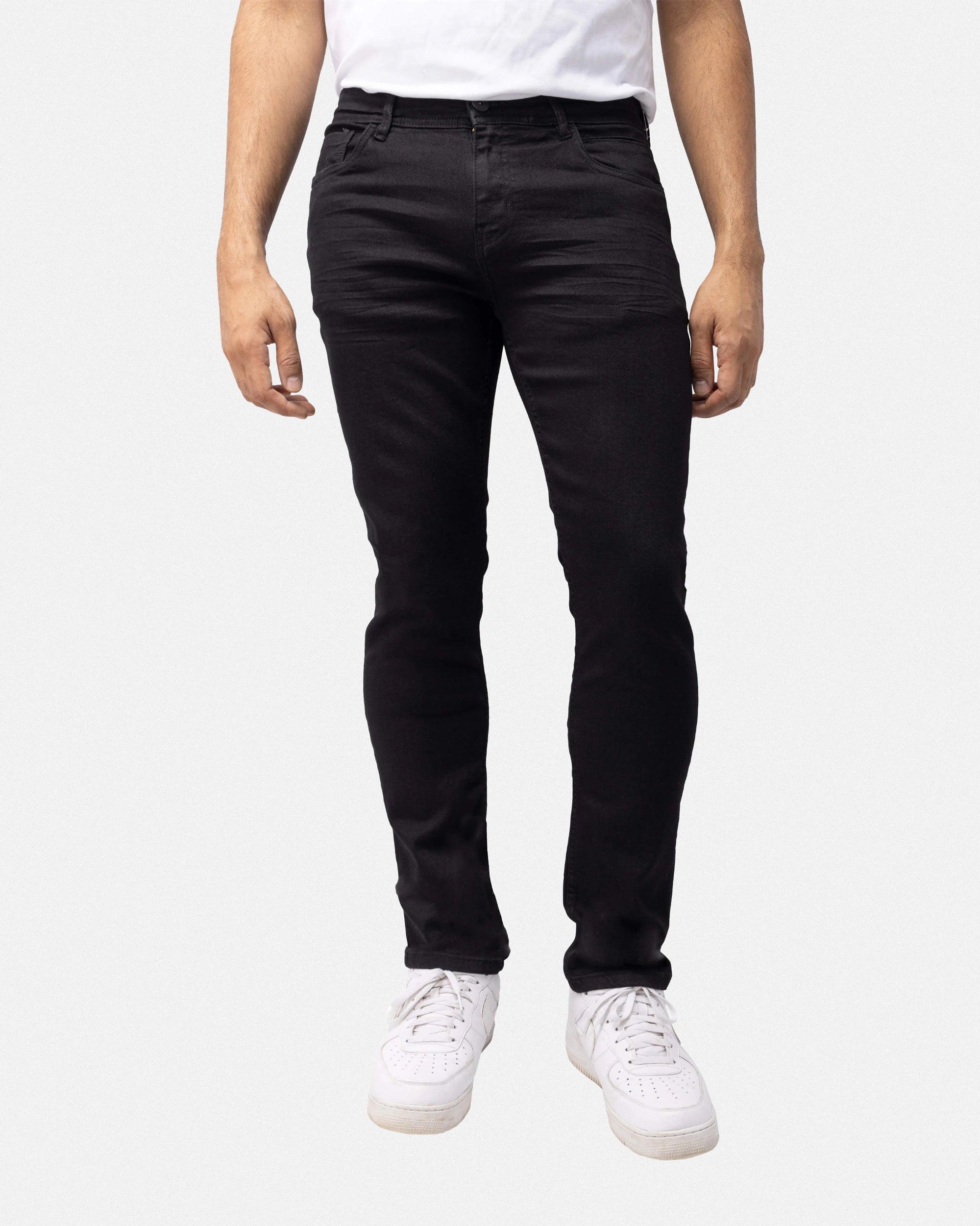 CULTURA AZURE Mens Basic Casual Stretch Washed Denim Jeans Flex Tapered Leg - Slim Fit