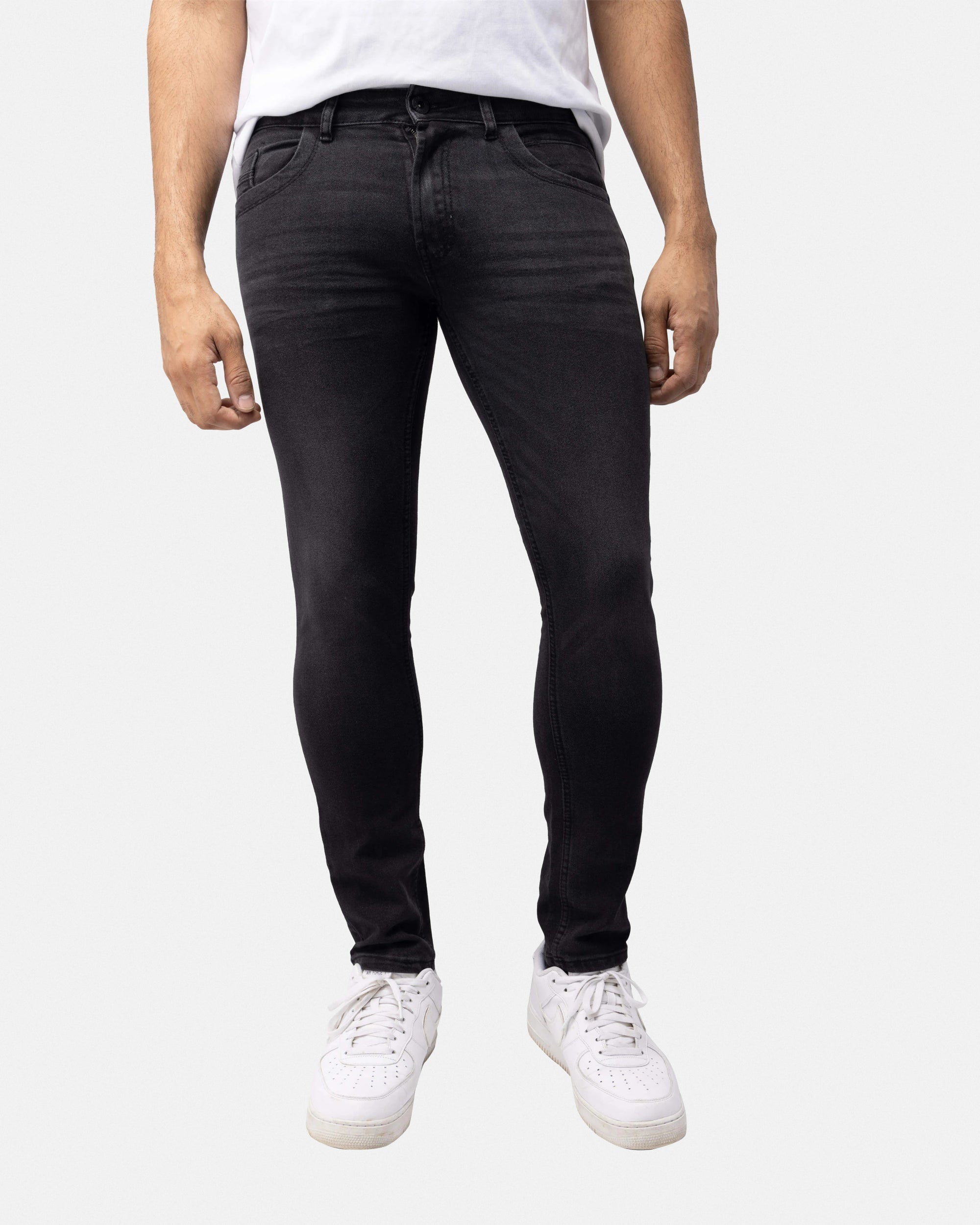 CULTURA AZURE Mens Basic Casual Stretch Washed Denim Jeans Flex Tapered Leg - Skinny Fit