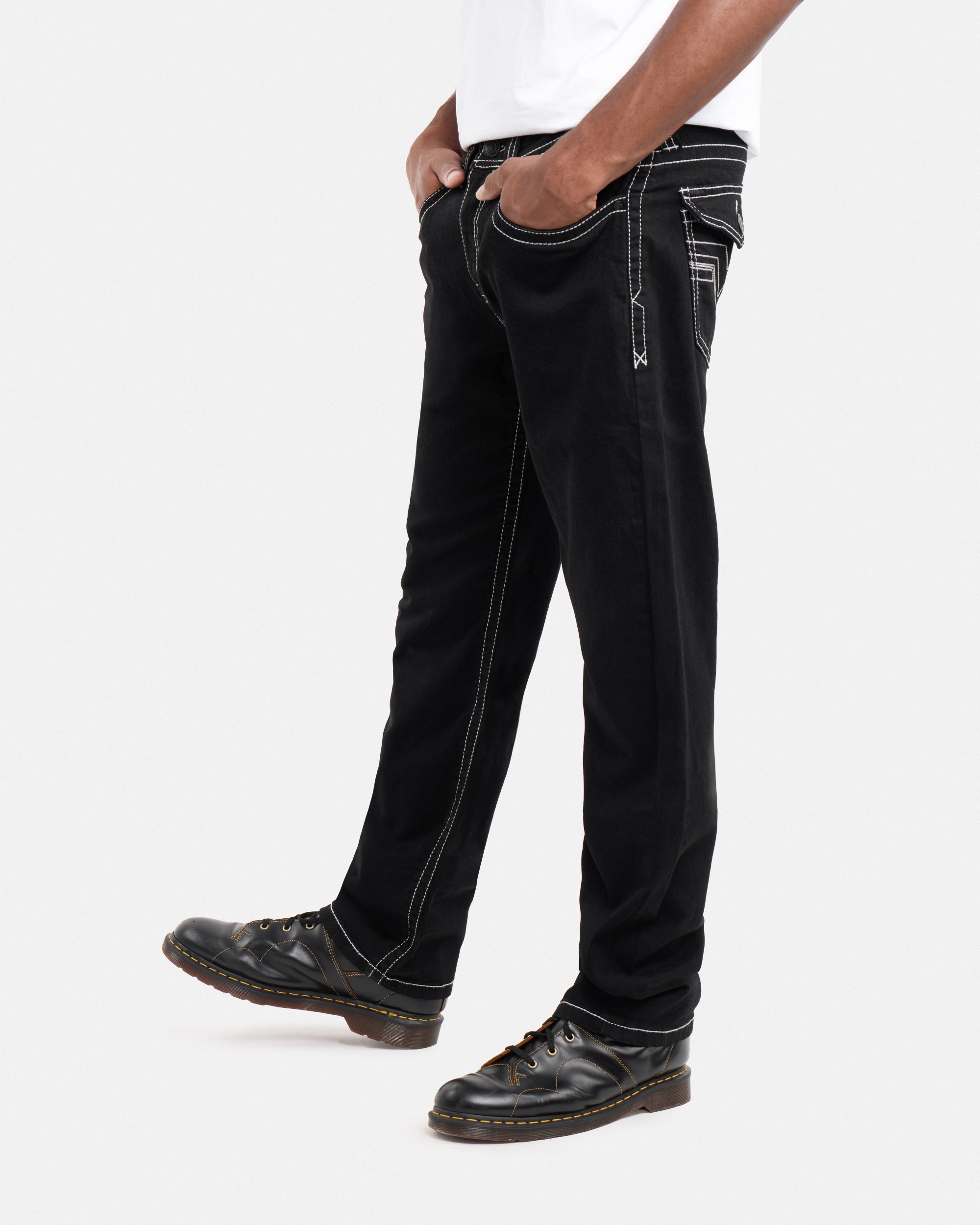 #CMP-94470 Relaxed Slim Fit Saddle Stitch Flap Pocket Western Jeans-thumbmail-3