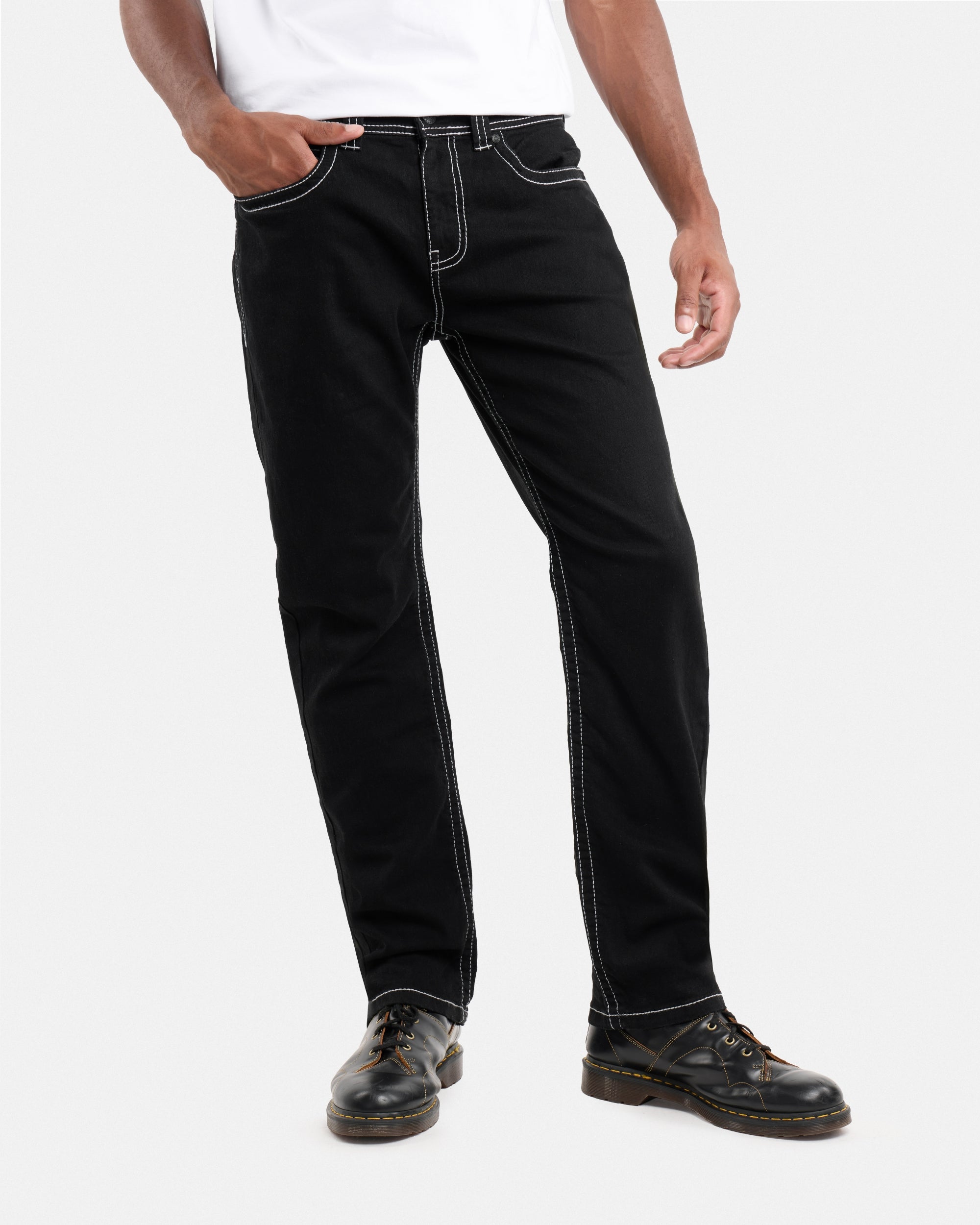 #CMP-94470 Relaxed Slim Fit Saddle Stitch Flap Pocket Western Jeans-thumbmail-5