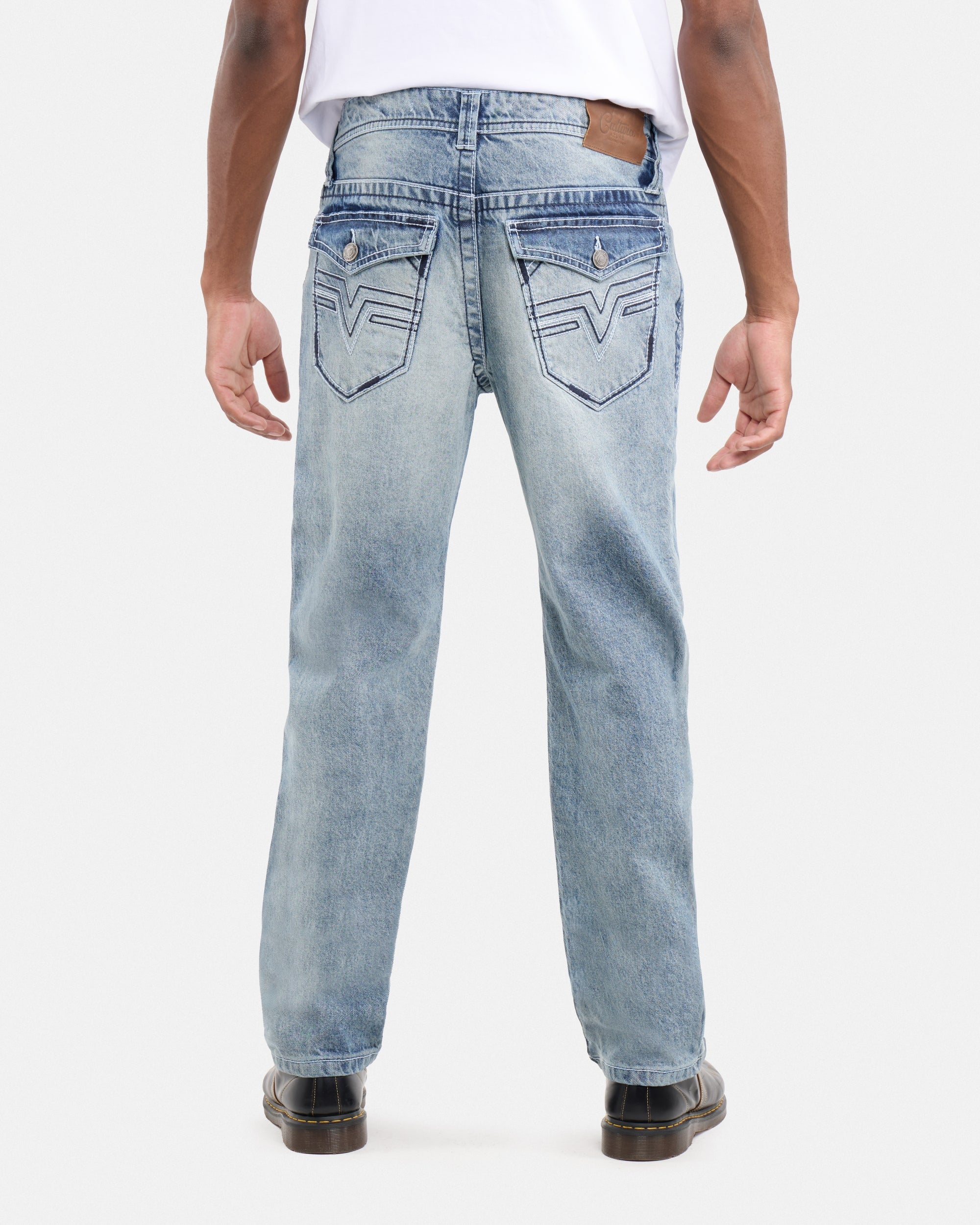 #CMP-94470 Relaxed Slim Fit Saddle Stitch Flap Pocket Western Jeans-thumbmail-10