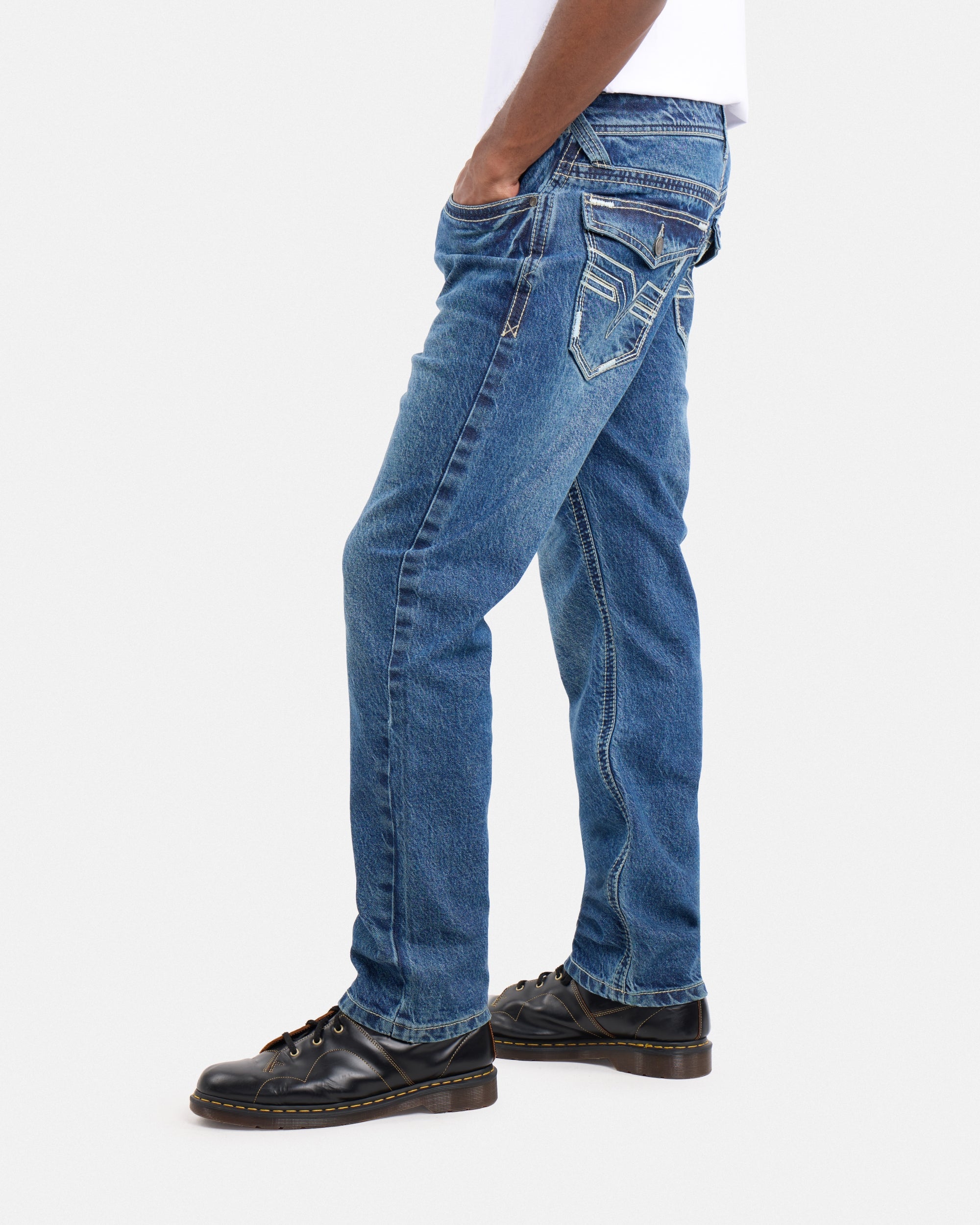 #CMP-94470 Relaxed Slim Fit Saddle Stitch Flap Pocket Western Jeans-thumbmail-19