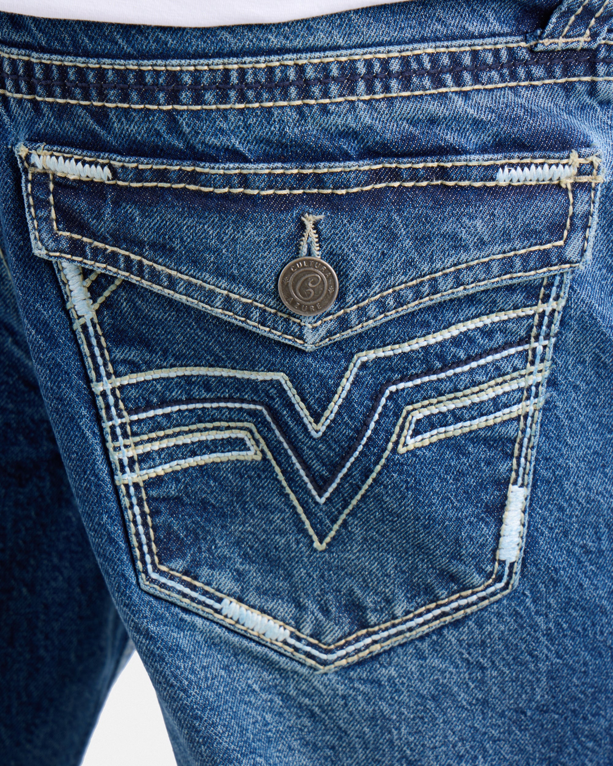 #CMP-94470 Relaxed Slim Fit Saddle Stitch Flap Pocket Western Jeans-thumbmail-24