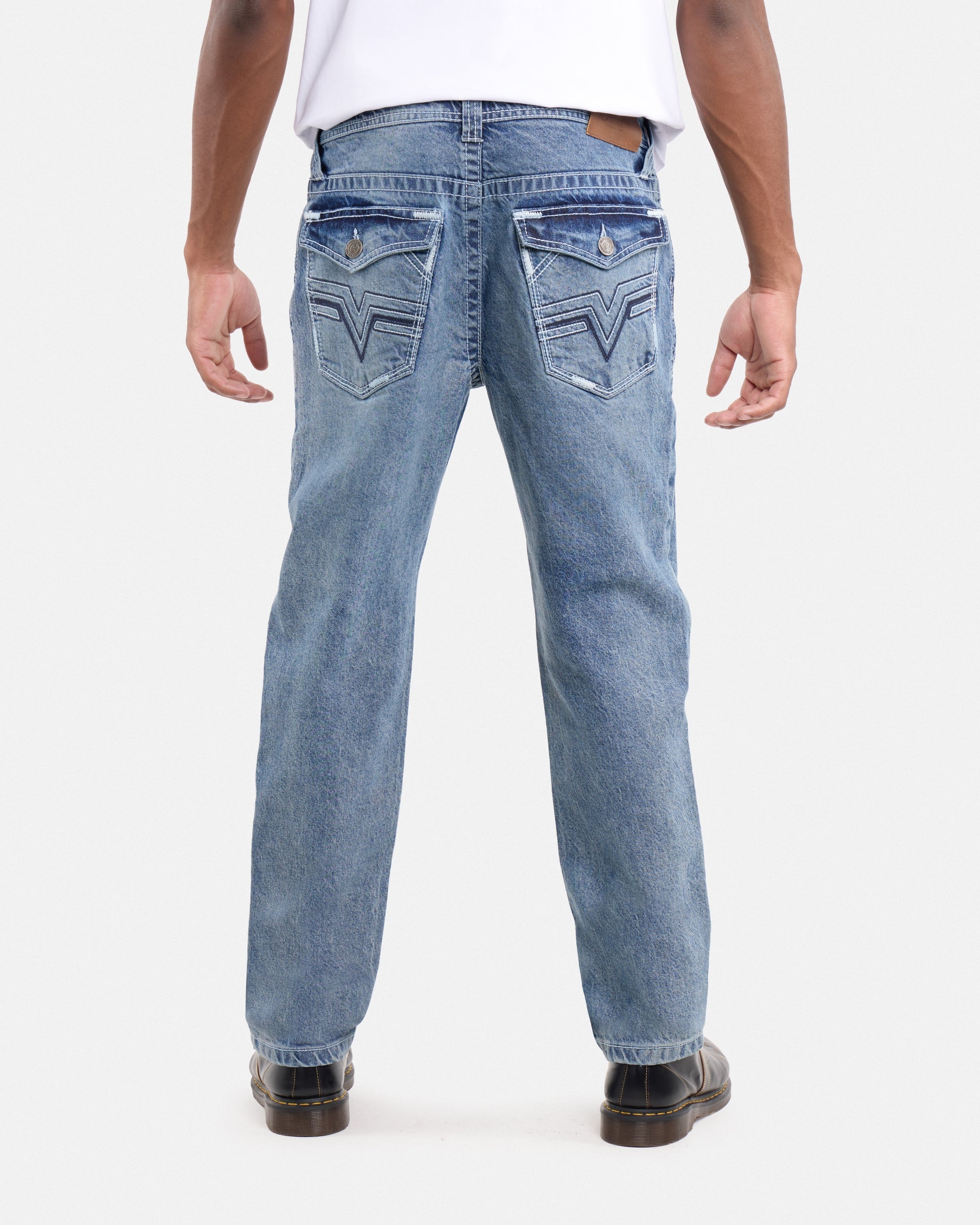#CMP-94470 Relaxed Slim Fit Saddle Stitch Flap Pocket Western Jeans-thumbmail-34