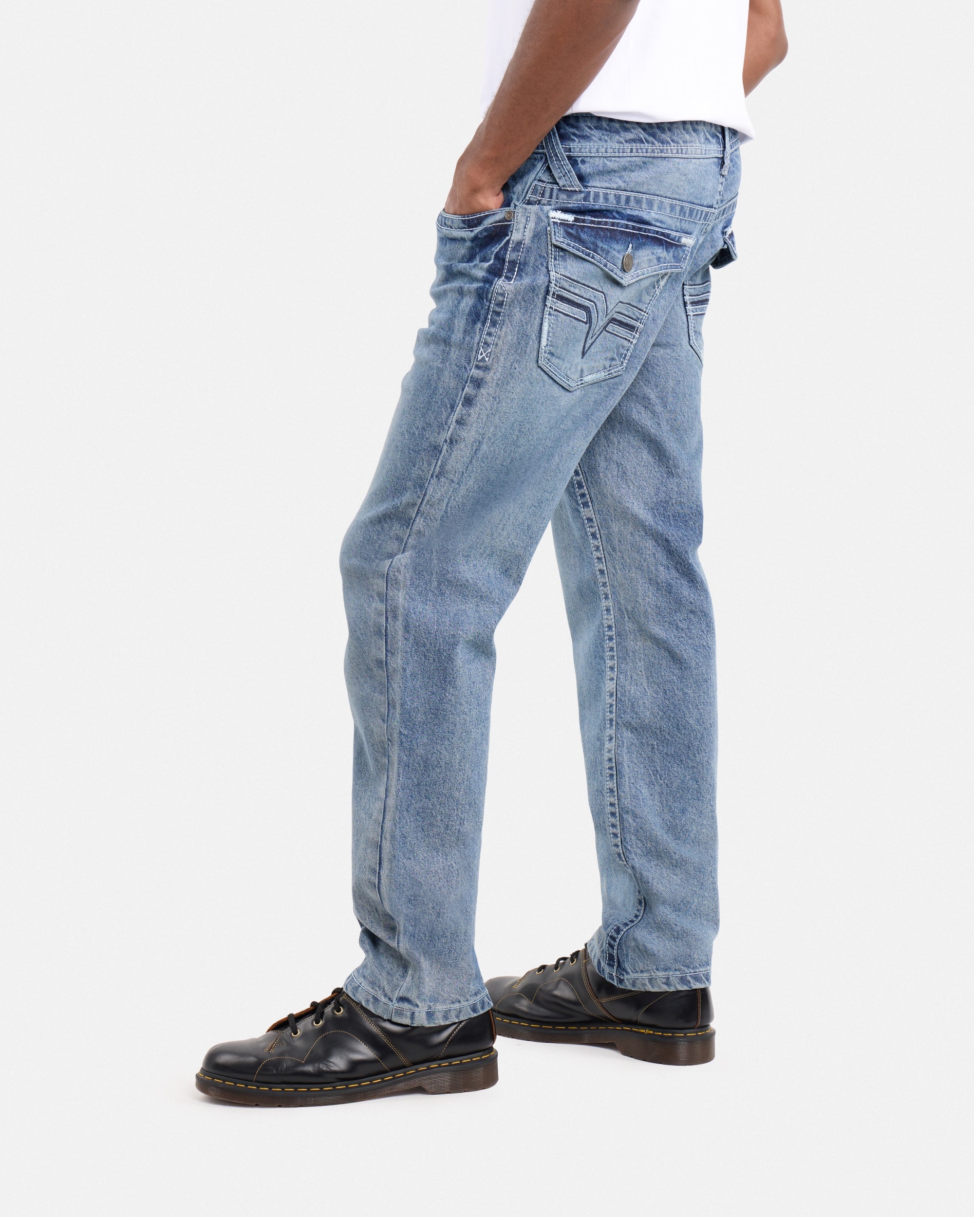 #CMP-94470 Relaxed Slim Fit Saddle Stitch Flap Pocket Western Jeans-thumbmail-35