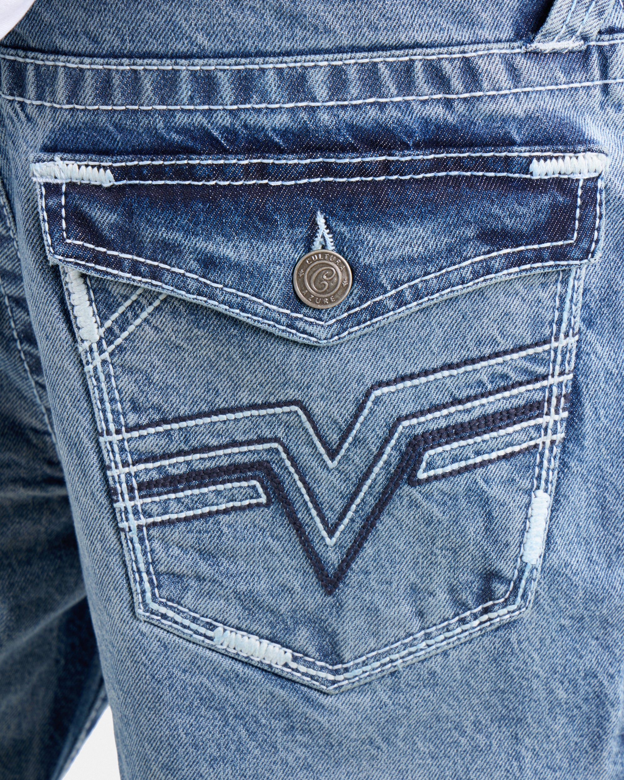 #CMP-94470 Relaxed Slim Fit Saddle Stitch Flap Pocket Western Jeans-thumbmail-40
