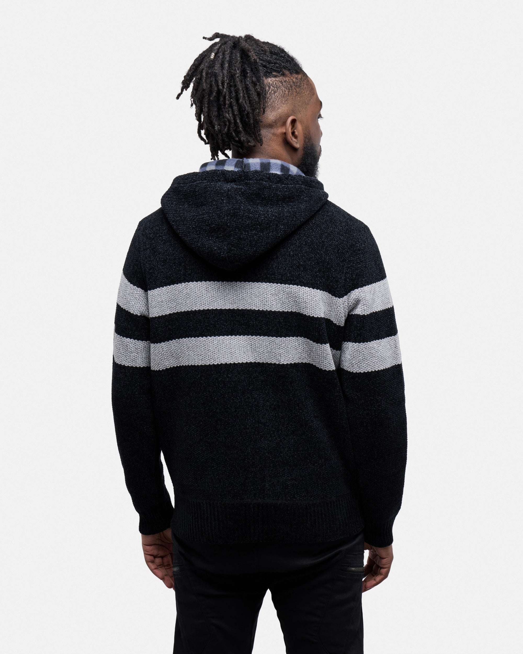 #CMW-34095 Full Zip Chest Stripe Hoodie Sweater-thumbmail-9