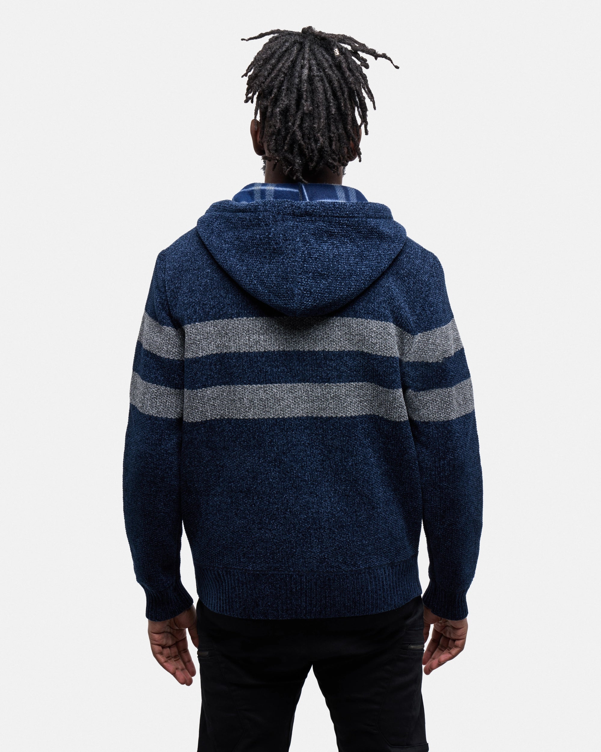 #CMW-34095 Full Zip Chest Stripe Hoodie Sweater-thumbmail-19