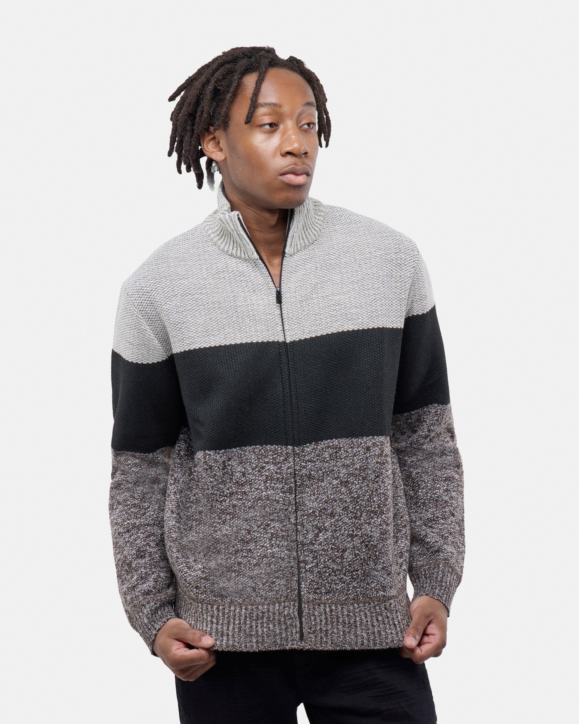 CMW-34096 Full Zip Mock Neck Sweater With Fleece Lining – X-RAY JEANS