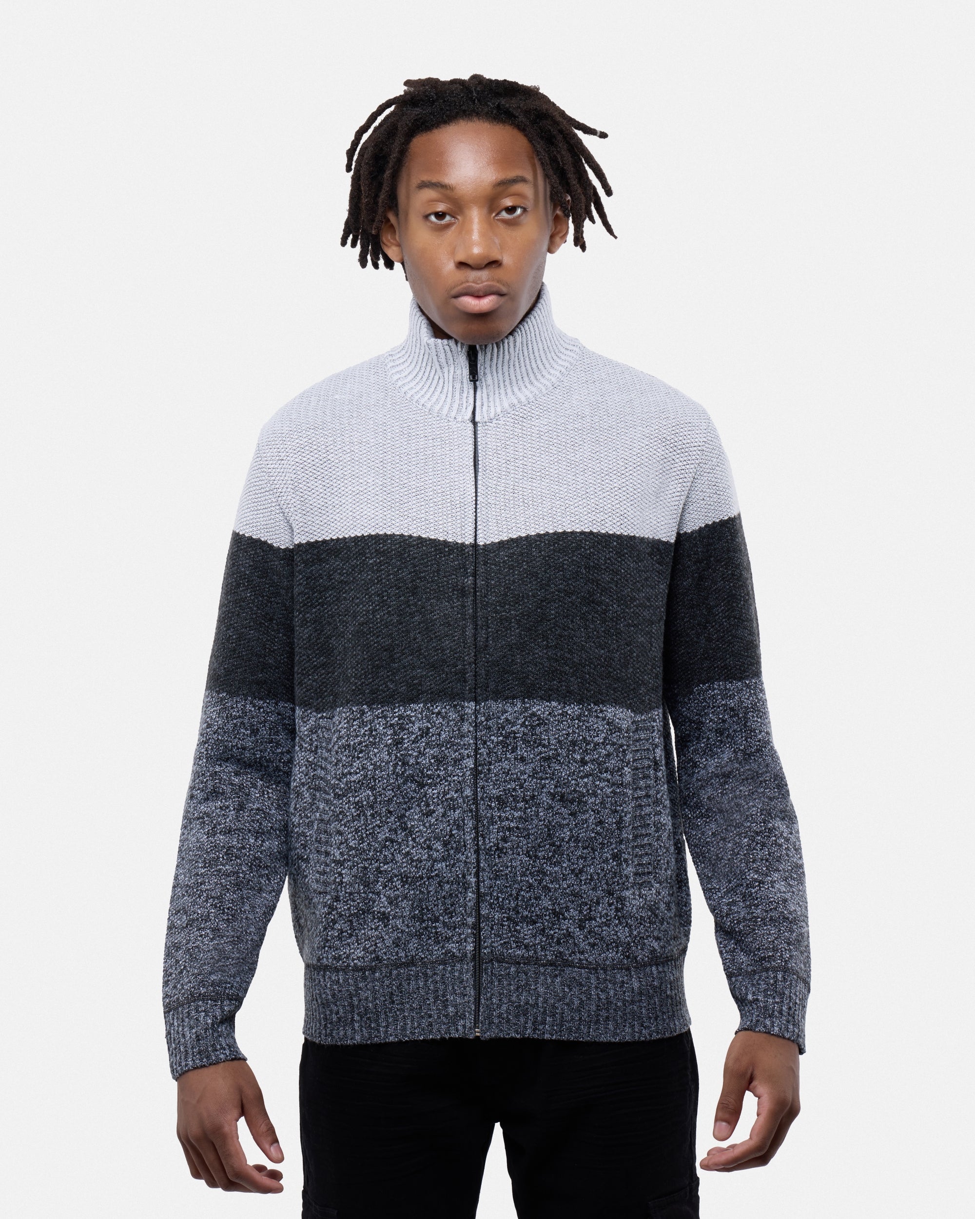 CMW-34096 | Men's Full Zip Mock Neck Sweater With Fleece Lining