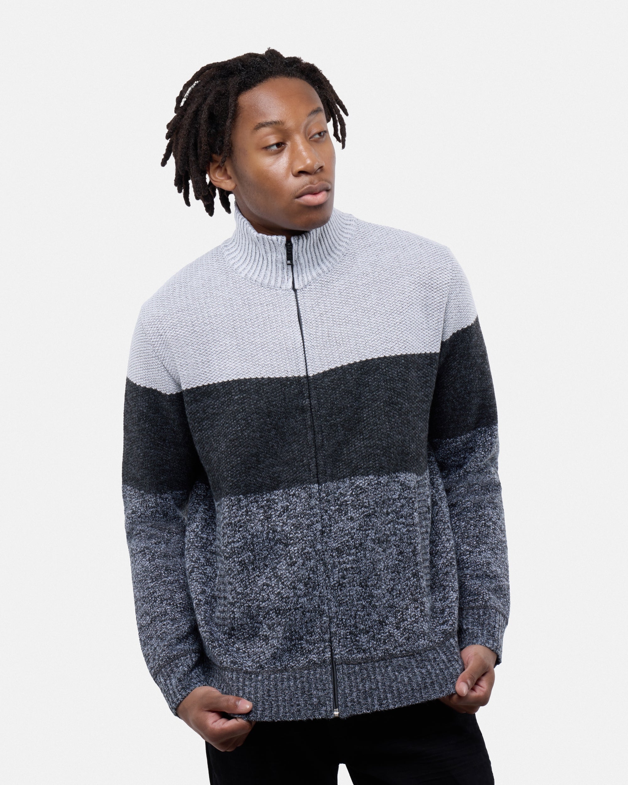 CMW-34096 Full Zip Mock Neck Sweater With Fleece Lining – X-RAY JEANS