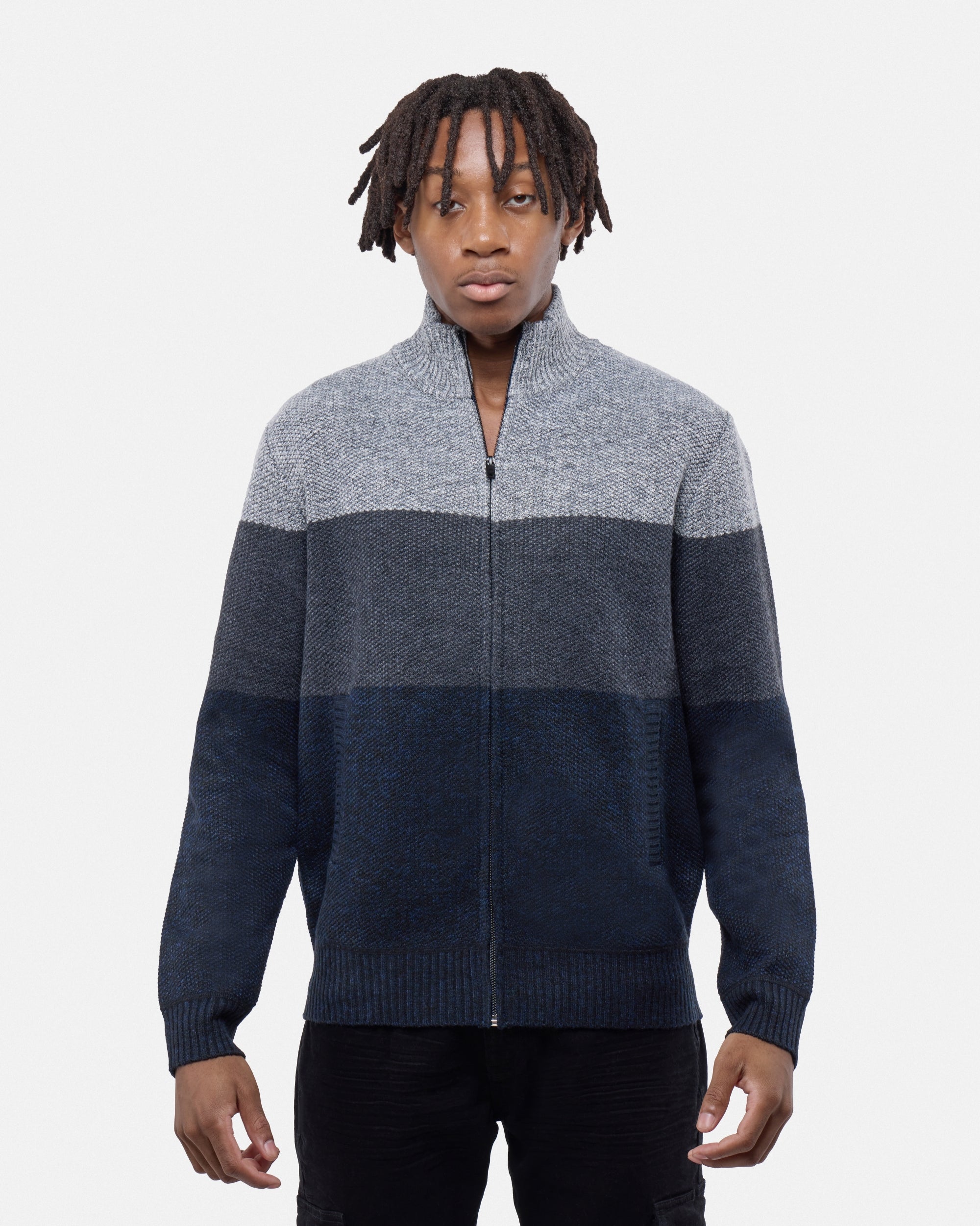 CMW-34096 | Men's Full Zip Mock Neck Sweater With Fleece Lining