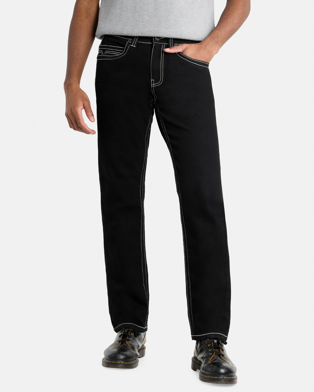 #CUDJM9100739 Saddle Stitch Relaxed Fit Western Color Jeans-thumbmail-41