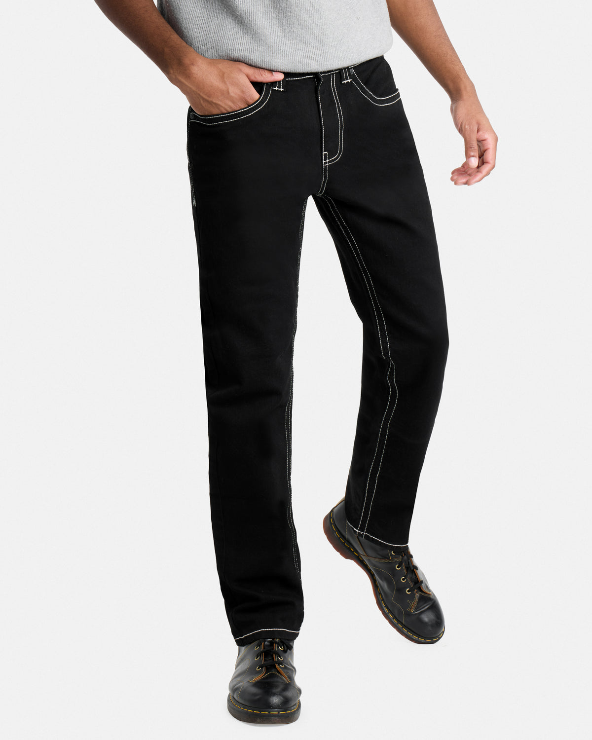 #CUDJM9100739 Saddle Stitch Relaxed Fit Western Color Jeans-thumbmail-44