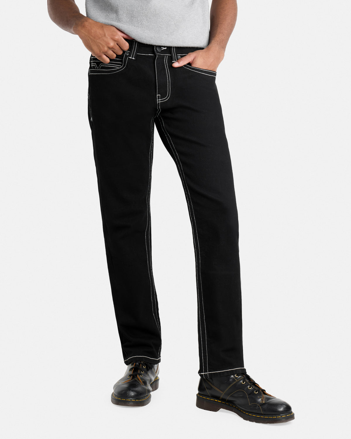 #CUDJM9100739 Saddle Stitch Relaxed Fit Western Color Jeans-thumbmail-45