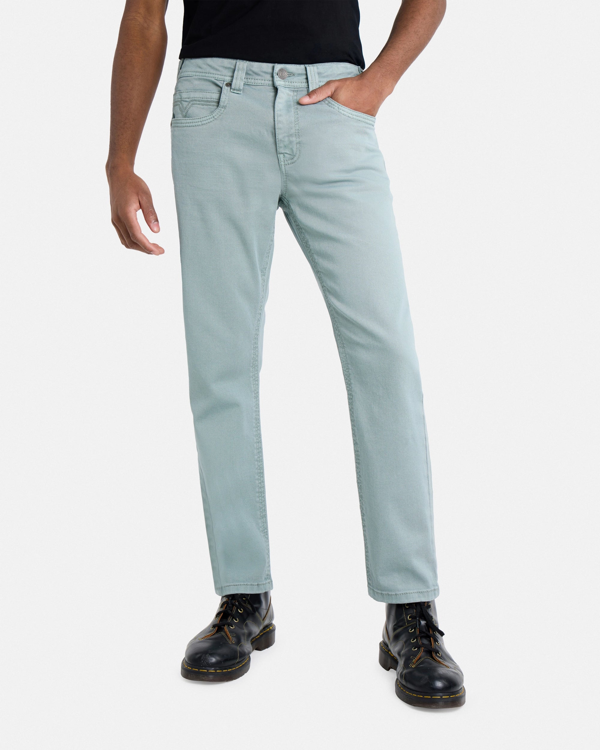 #CUDJM9100739 Saddle Stitch Relaxed Fit Western Color Jeans-thumbmail-25