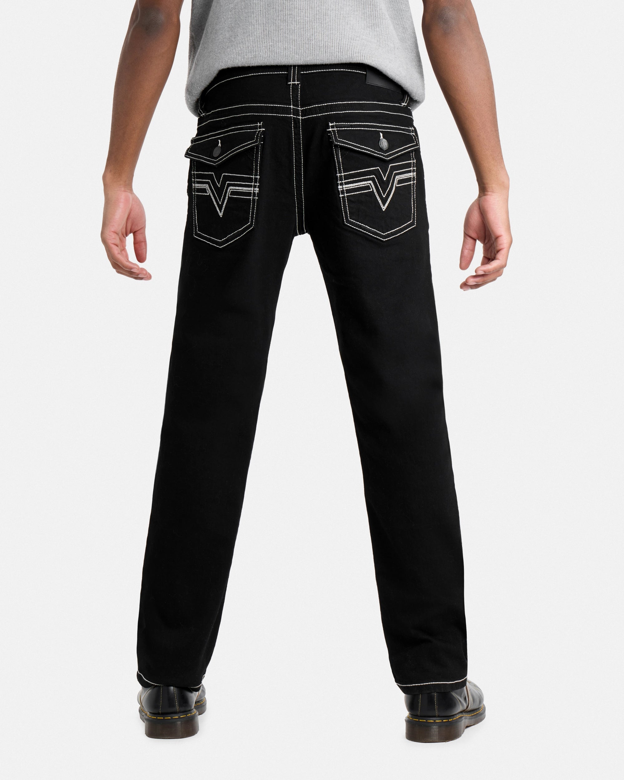 #CUDJM9100740 Saddle Stitch Relaxed Fit Color Western Jeans With Flap Pocket