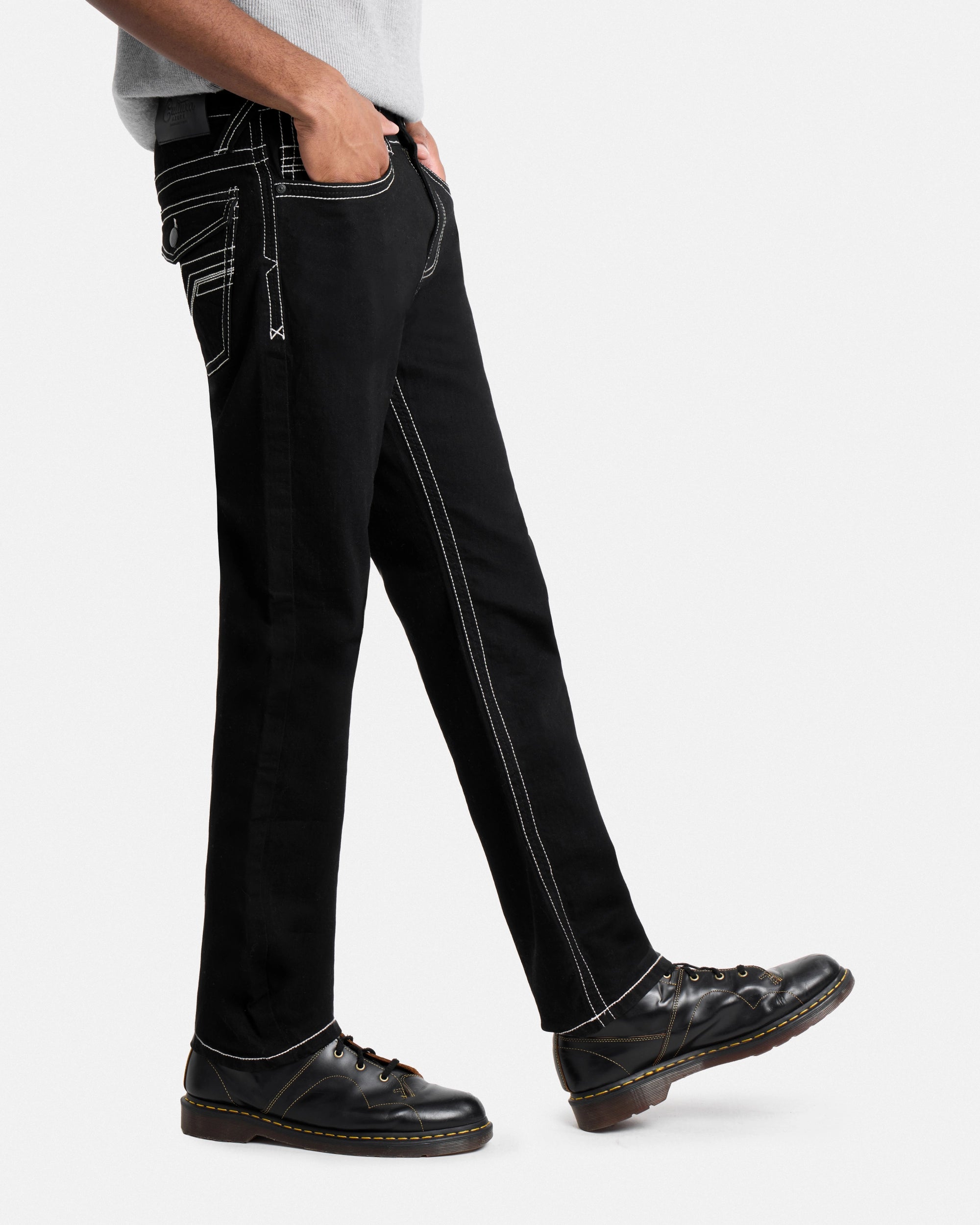 #CUDJM9100740 Saddle Stitch Relaxed Fit Color Western Jeans With Flap Pocket-thumbmail-3